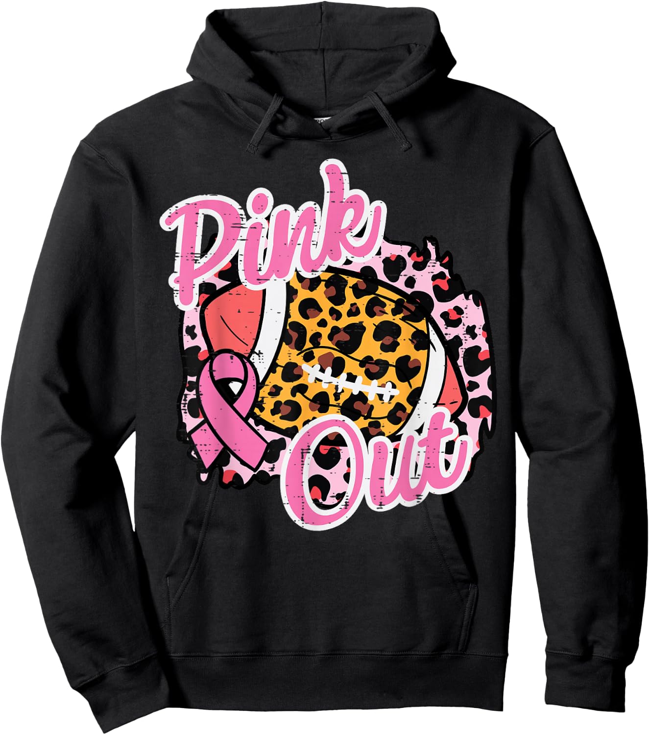 Breast Cancer Awareness Football Pink Out Women Girls Kids Hoodie - Hoodie | Black