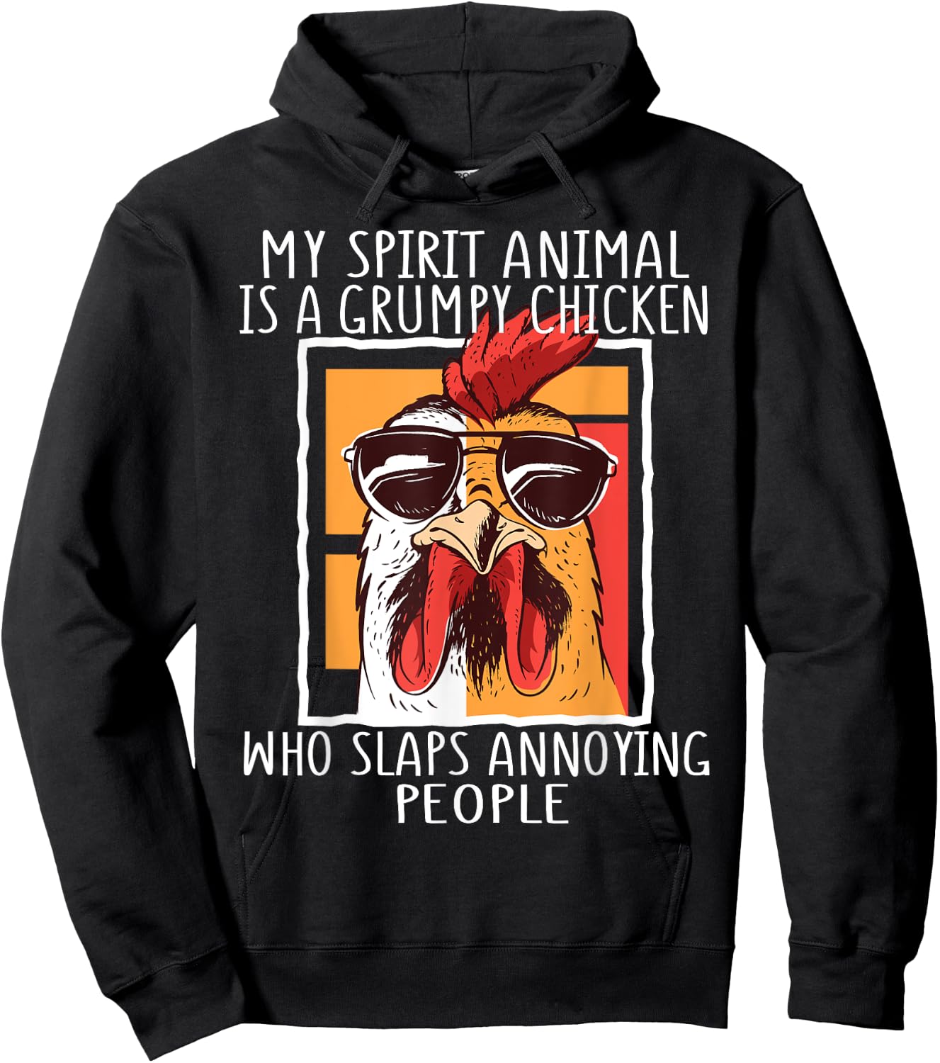 My Spirit Animal Is A Grumpy Chicken Funny Retro Vintage Hoodie - Hoodie | Black