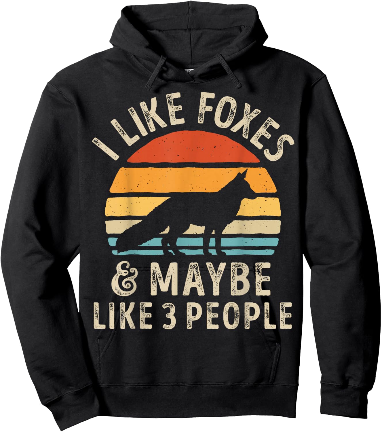 I Like Foxes and Maybe 3 People Funny Fox Lover Retro Men Hoodie - Hoodie | Black