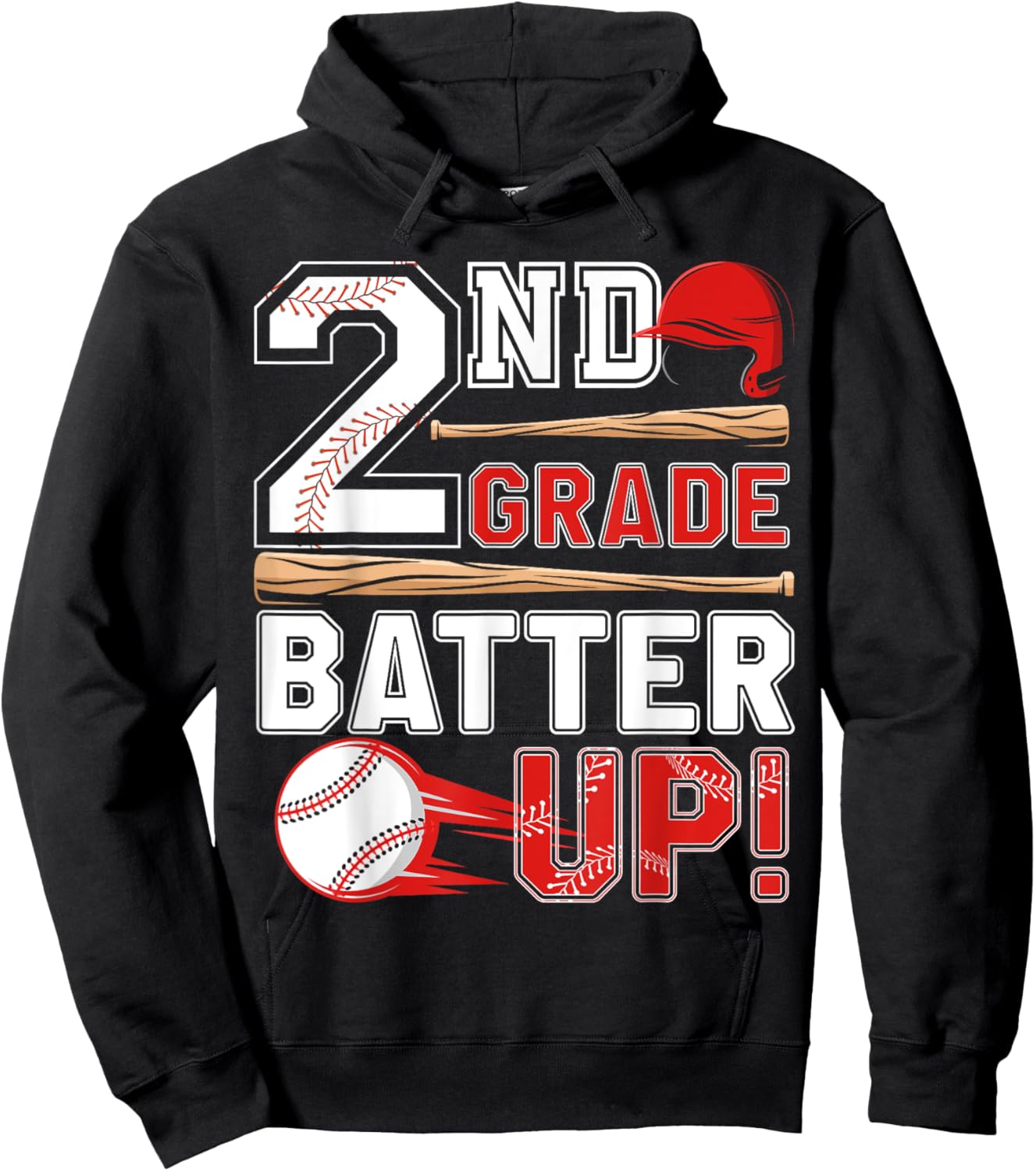 funny 2nd Grade Batter Up Baseball First Day of School Hoodie - Hoodie | Black