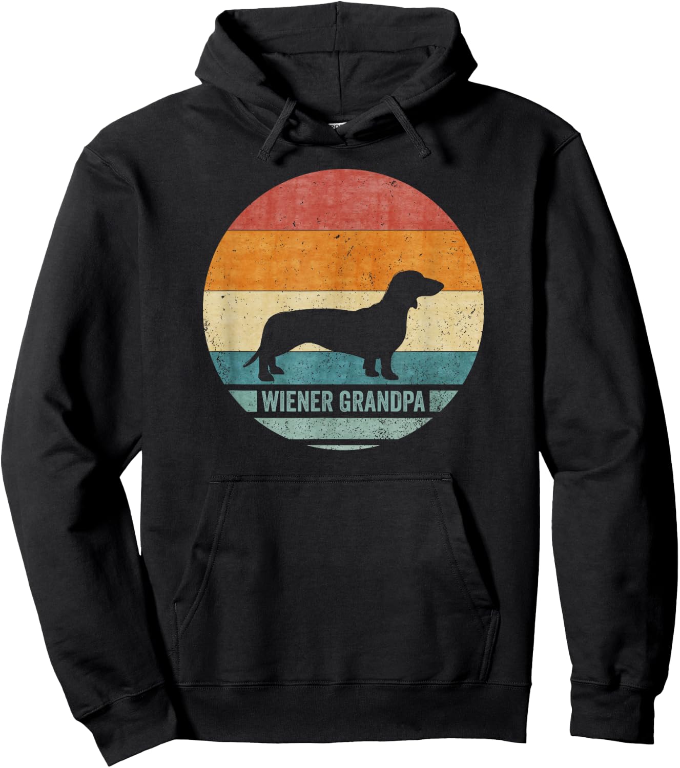 Vintage Retro Dachshund Grandpa Wiener Silhouette Puppy Love Hoodie - Hoodie | Black