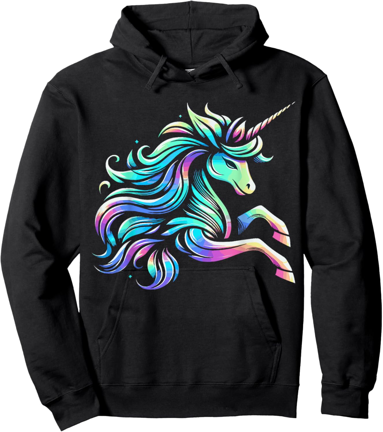 Mythical Unicorn Magical Fantasy Vibrant Colors Enchanted Hoodie - Hoodie | Black