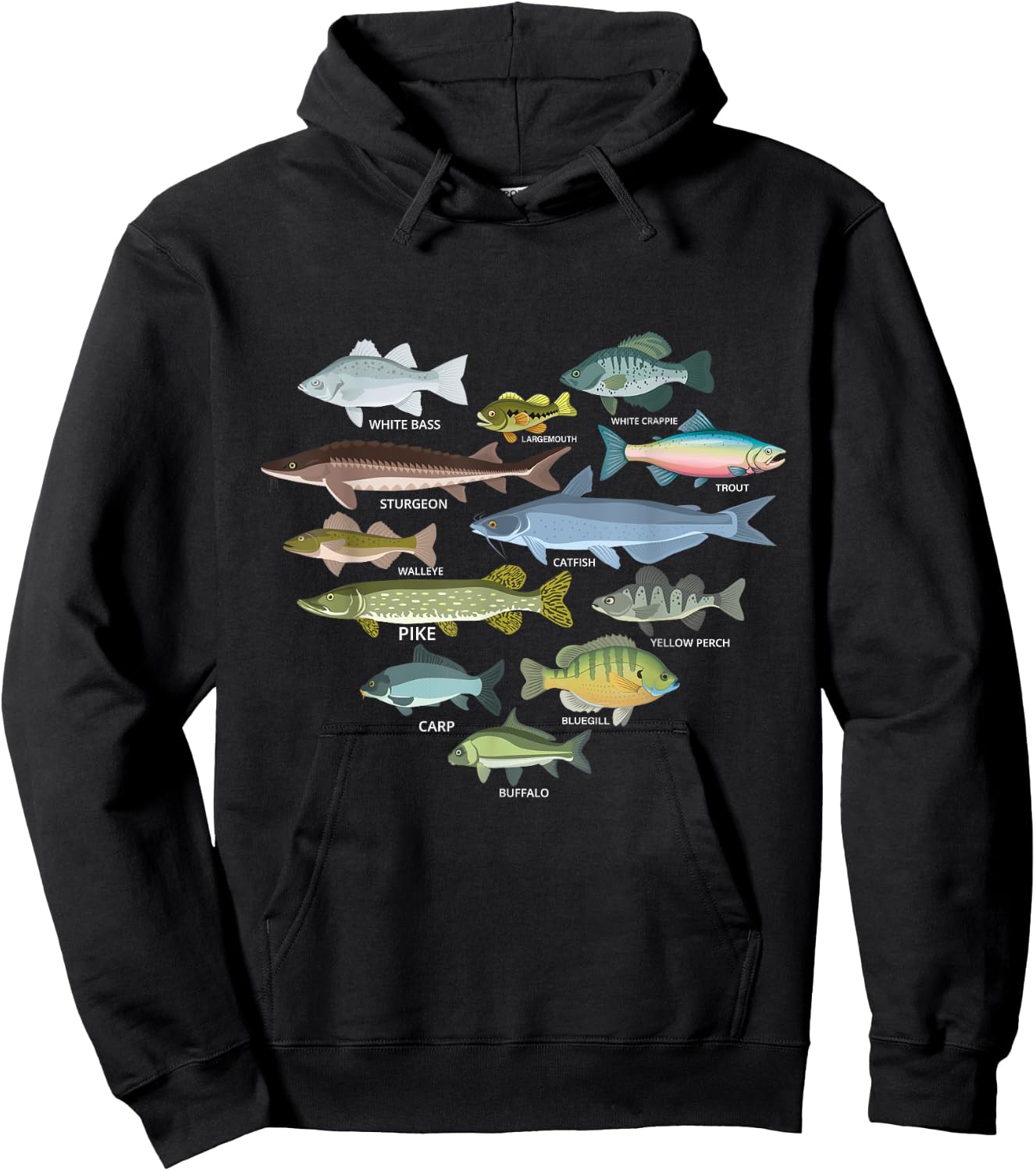 freshwater fish identification heart shape Species Fishing Hoodie - Hoodie | Black