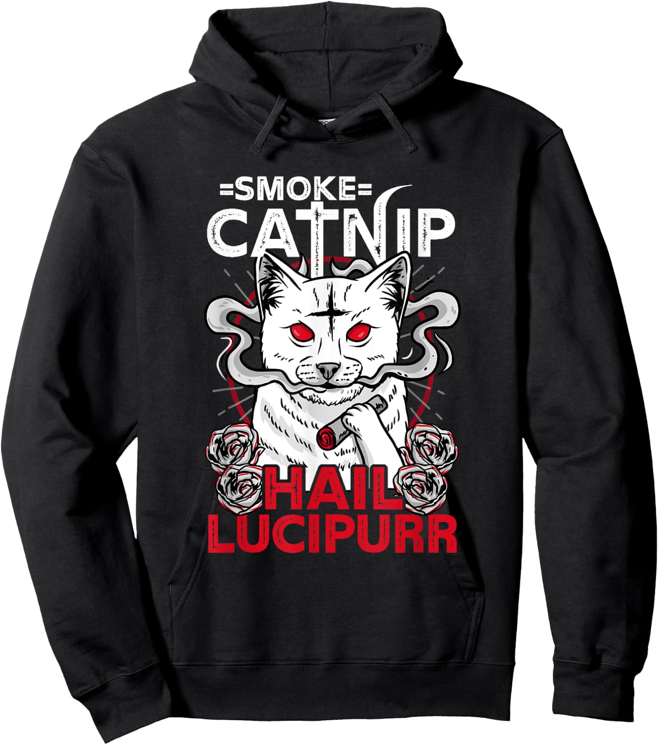 Smoke Catnip Hail Lucipurr l Satanic Occult Cat Men Women Hoodie - Hoodie | Black