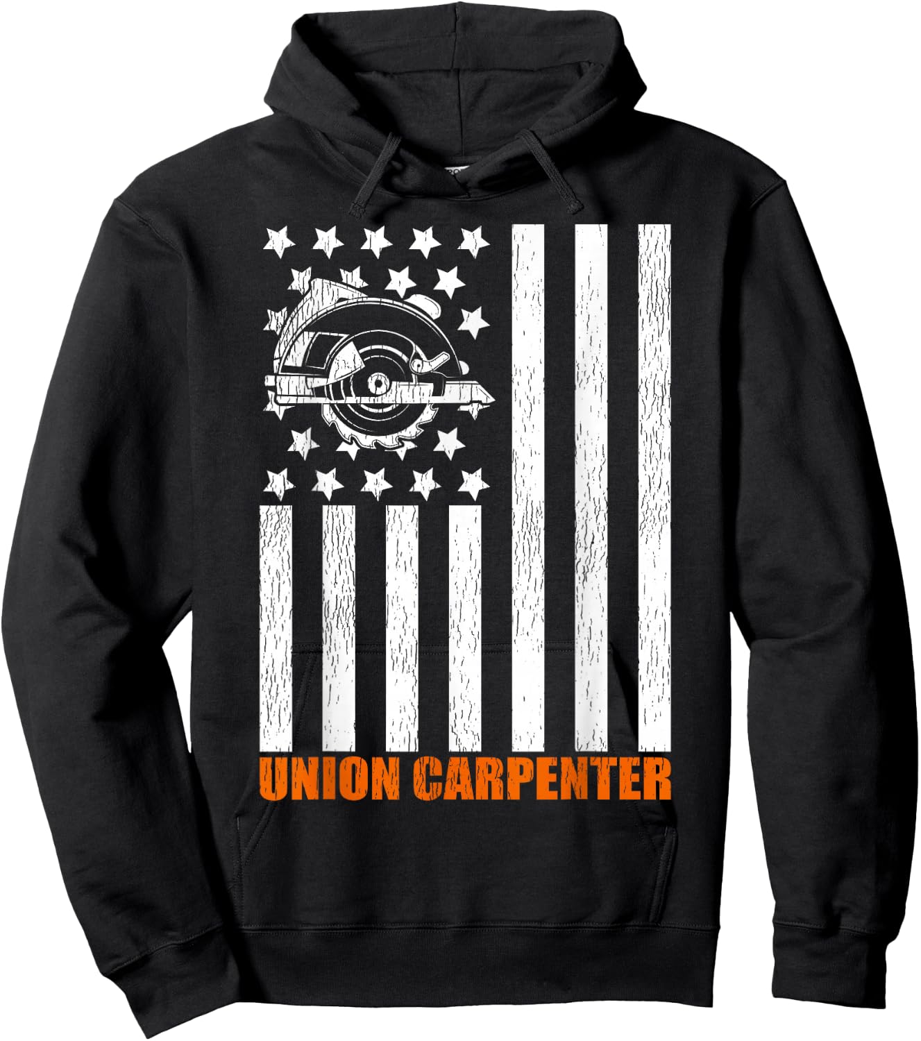Union Carpenter Patriotic American Flag Women Men Hoodie - Hoodie | Black