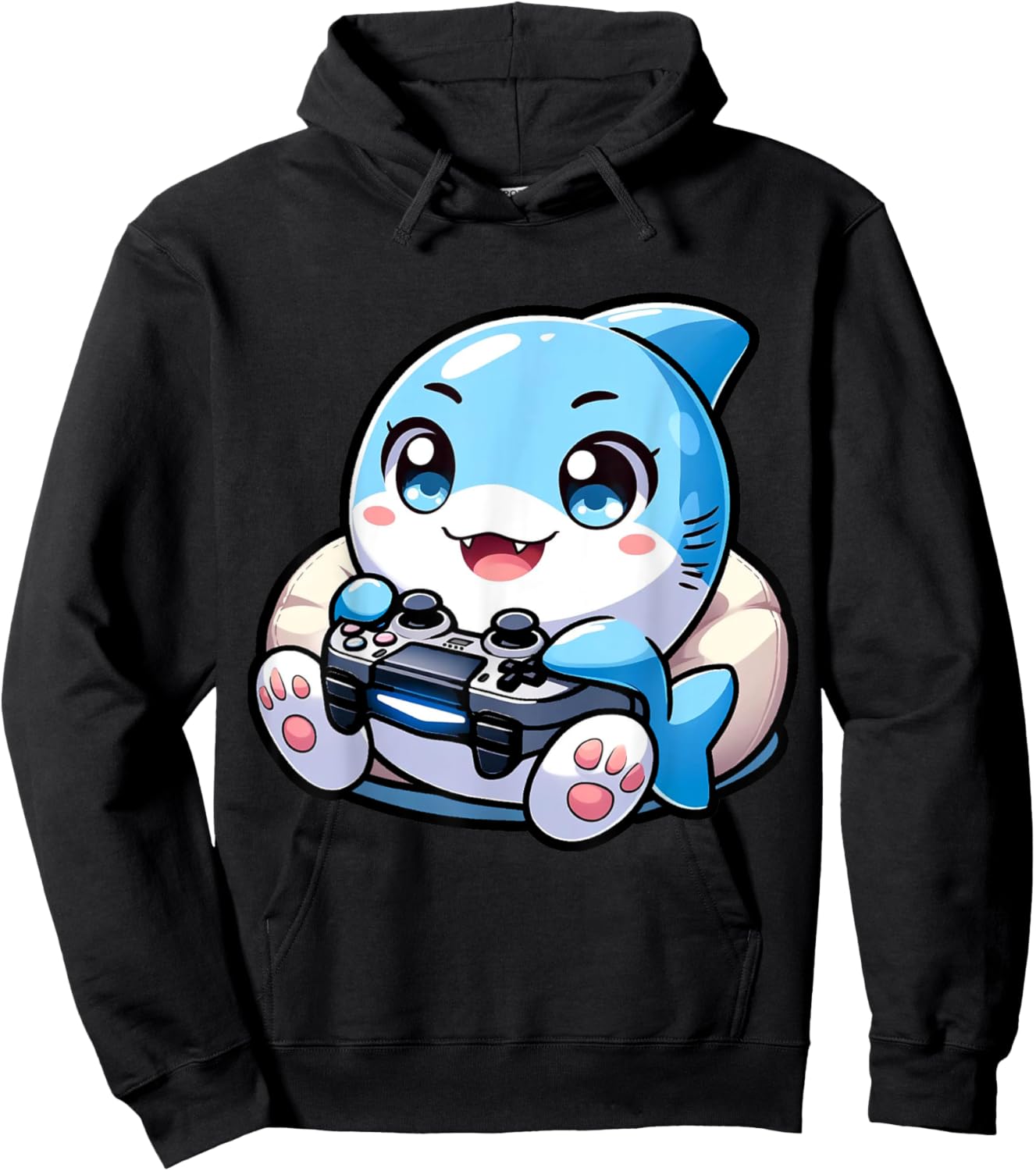 Cute Shark Playing Console Video Games - Shark Gaming Hoodie - Hoodie | Black