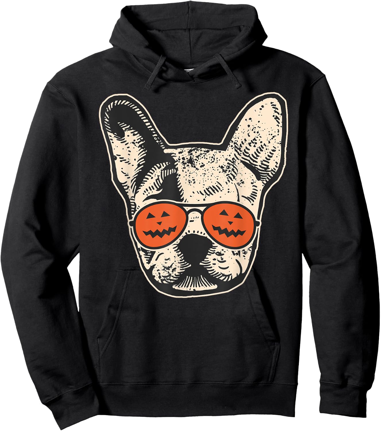 Frenchie in Pumpkin Sunglasses - French Bulldog Halloween Hoodie - Hoodie | Black