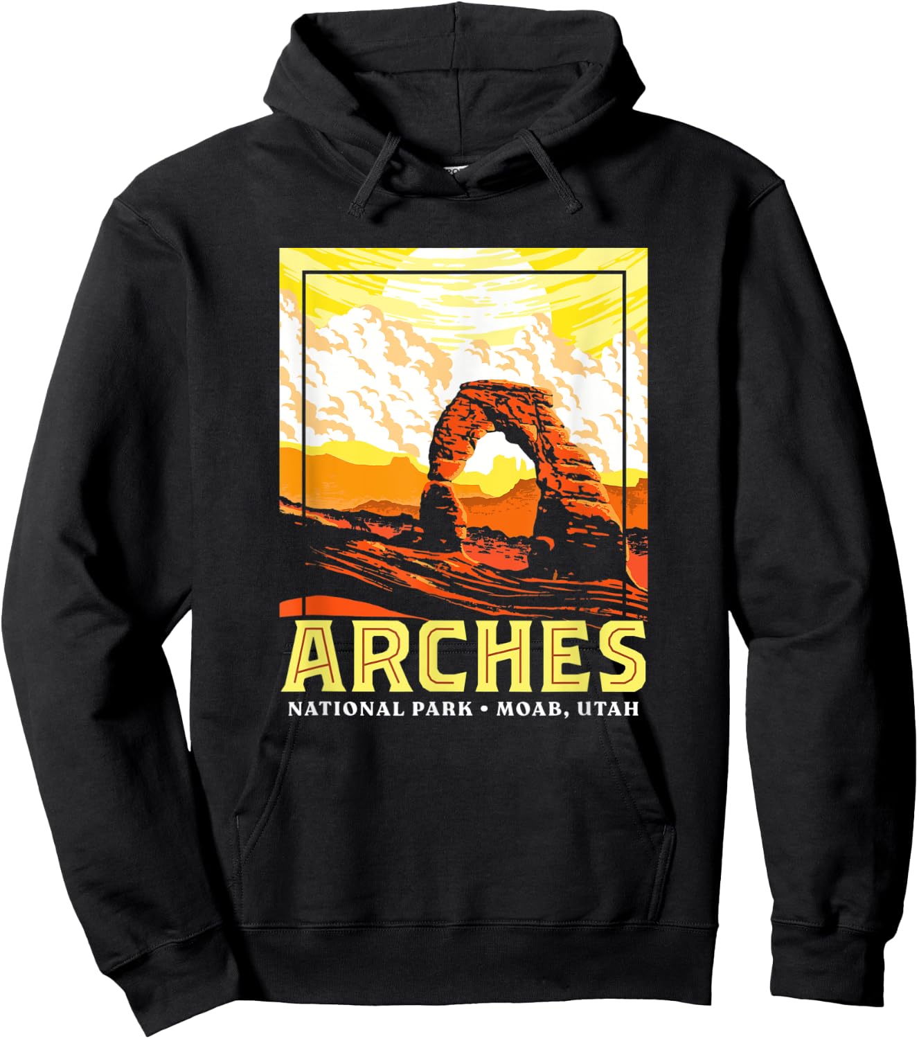 Arches National Park Retro WPA Style Vintage Graphic Hoodie - Hoodie | Black