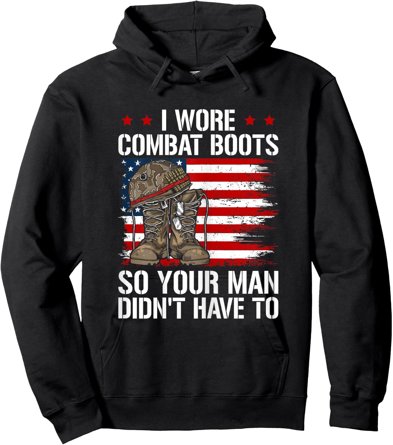 Funny Female Veteran I Wore Combat Boots Women Veteran Mom Hoodie - Hoodie | Black