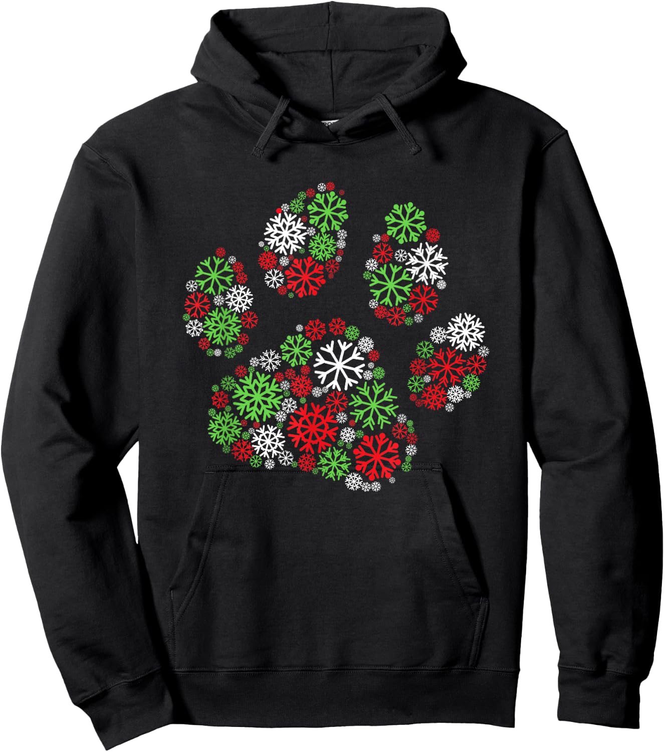 Cute Paw Ugly Christmas Snowflakes Pet Owner Dog Xmas Hoodie - Hoodie | Black