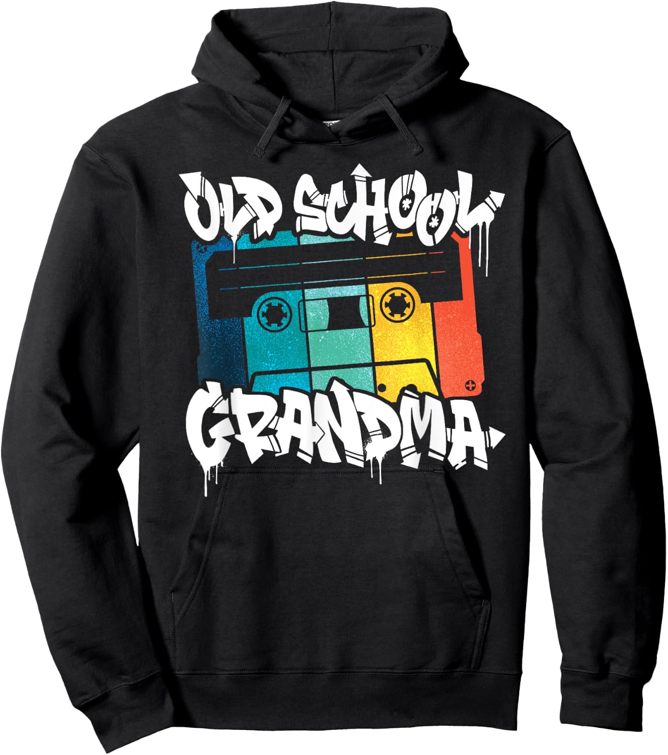 Old School Grandma Retro 80s 90s Graffiti Cassette Mix Tape Hoodie - Hoodie | Black
