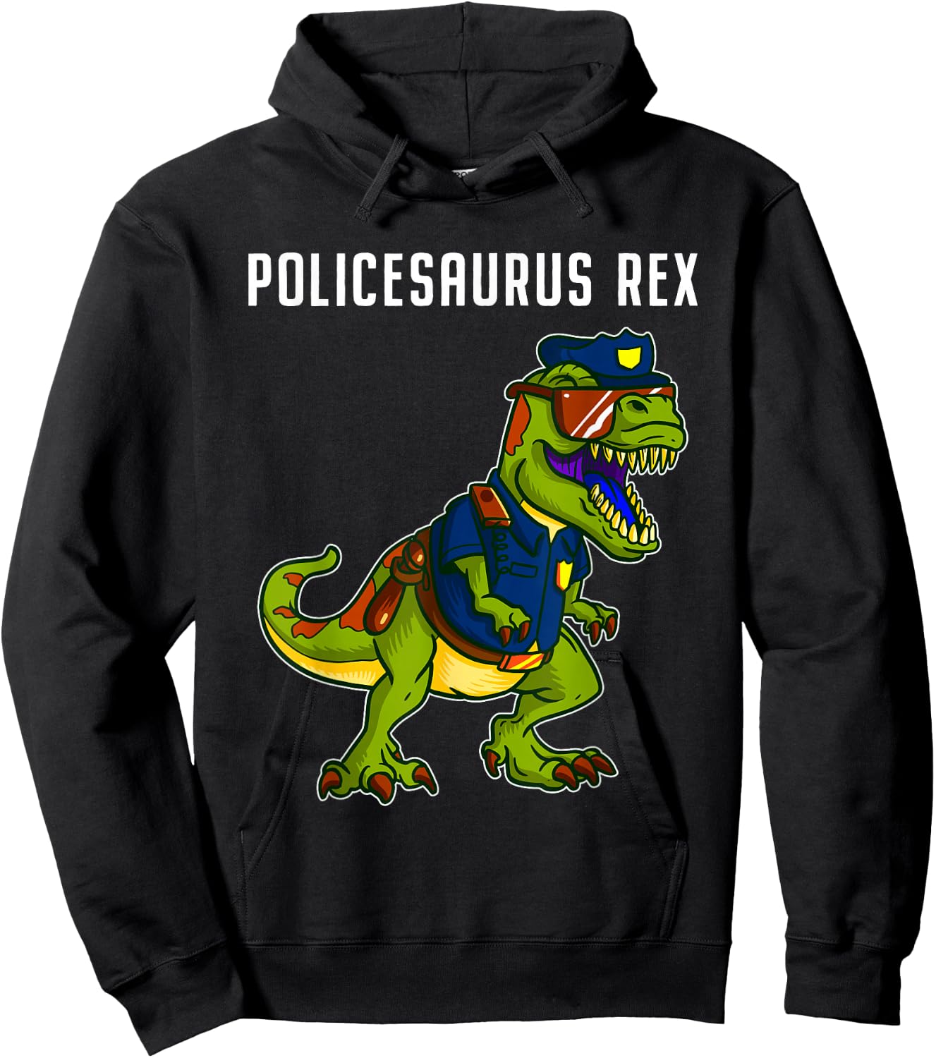 Dinosaur Police Officer T Rex Joke Gifts Policeman Hoodie - Hoodie | Black