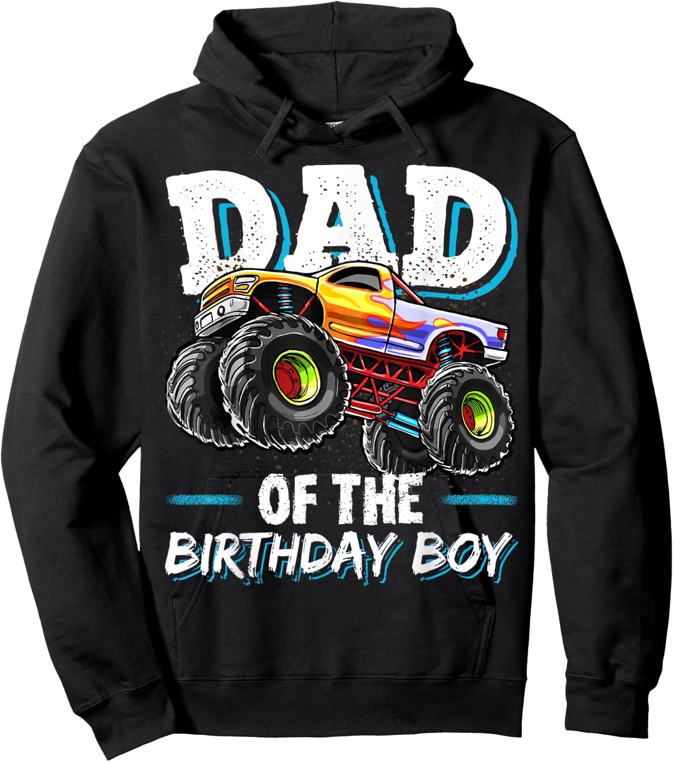Dad of the Birthday Boy Monster Truck Birthday Novelty Gift Hoodie - Hoodie | Black