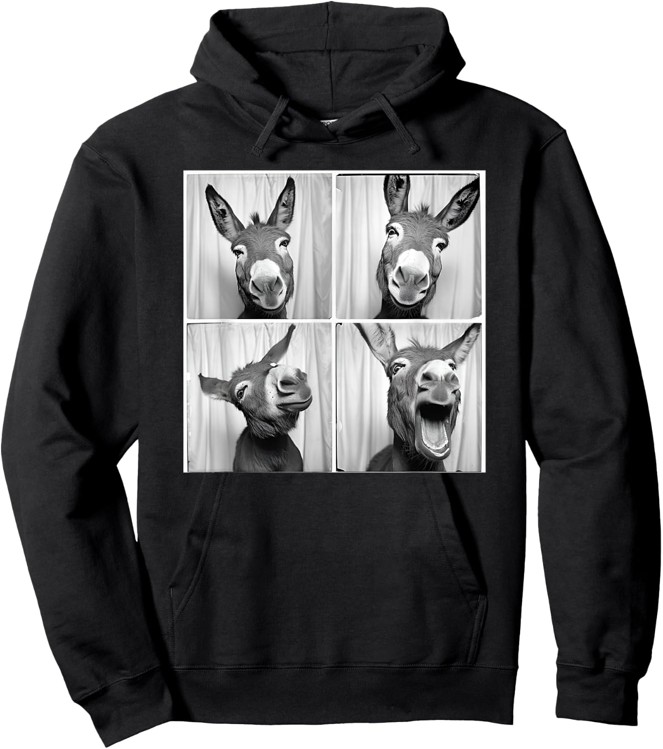 Laughing Donkey Face Quirky Farm Farming Funny Donkey Hoodie - Hoodie | Black