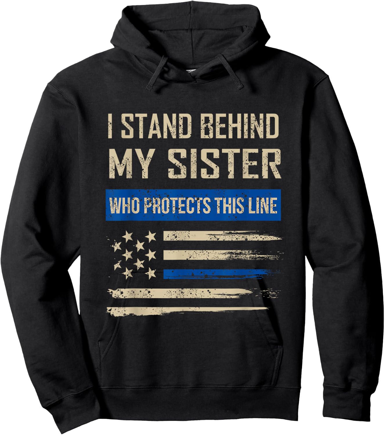Law Enforcement Police Sister Family Blue Thin Line Flag Hoodie - Hoodie | Black