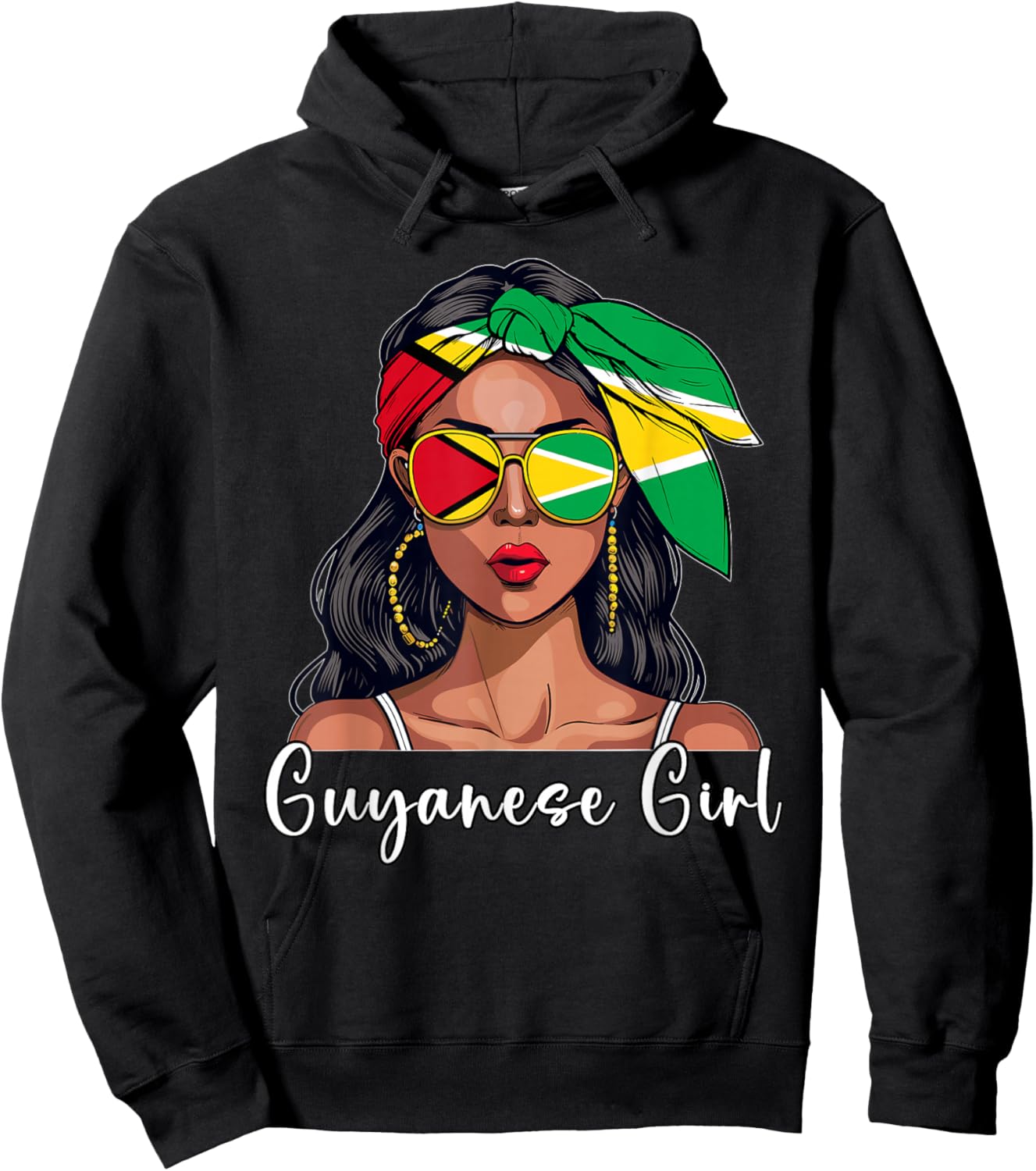 Guyanese Souvenirs Products Woman Flag Girl Guyana Hoodie - Hoodie | Black