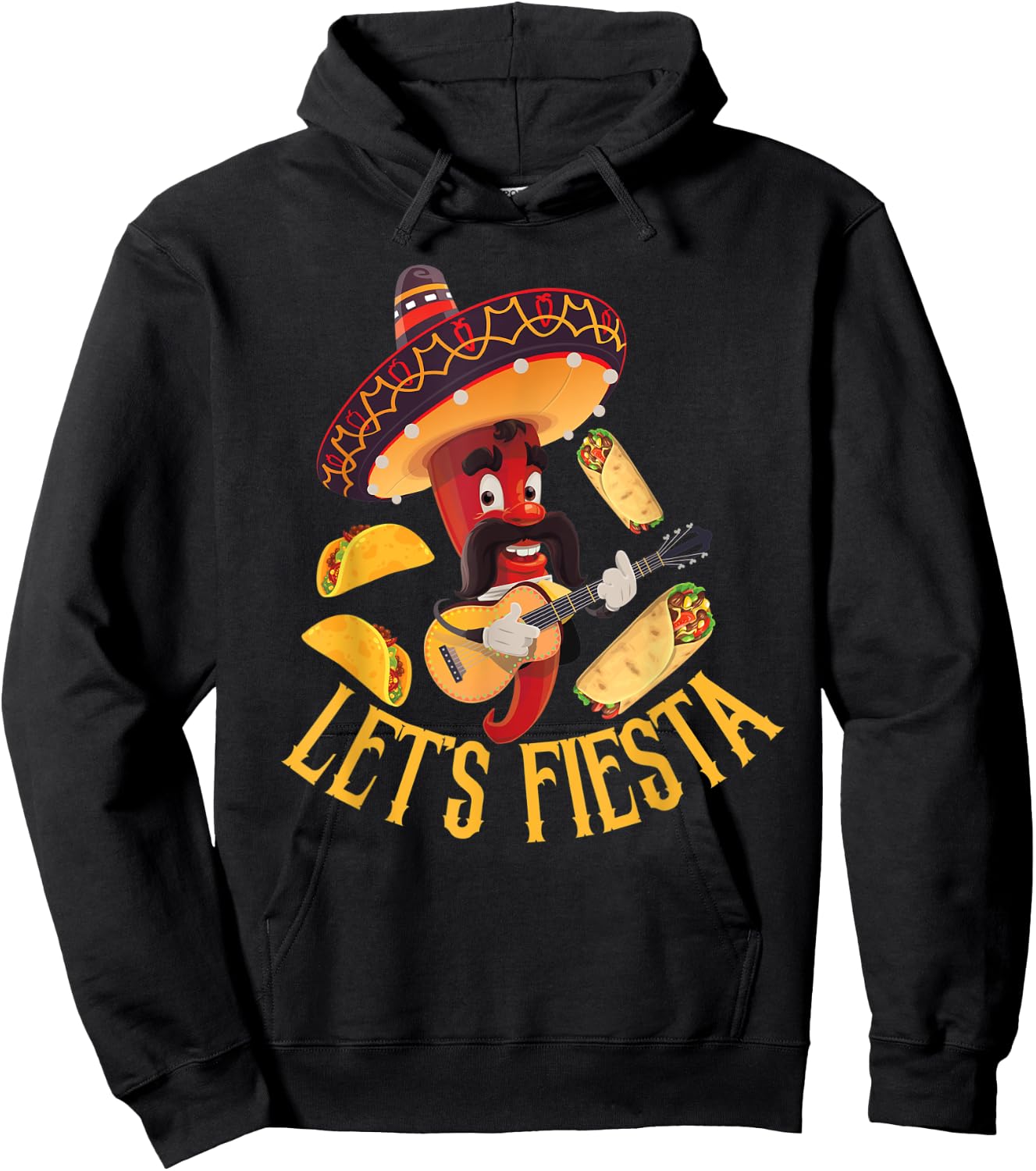 Let's Fiesta tacos Burrito Cool Mexican Party cinco de mayo Hoodie - Hoodie | Black