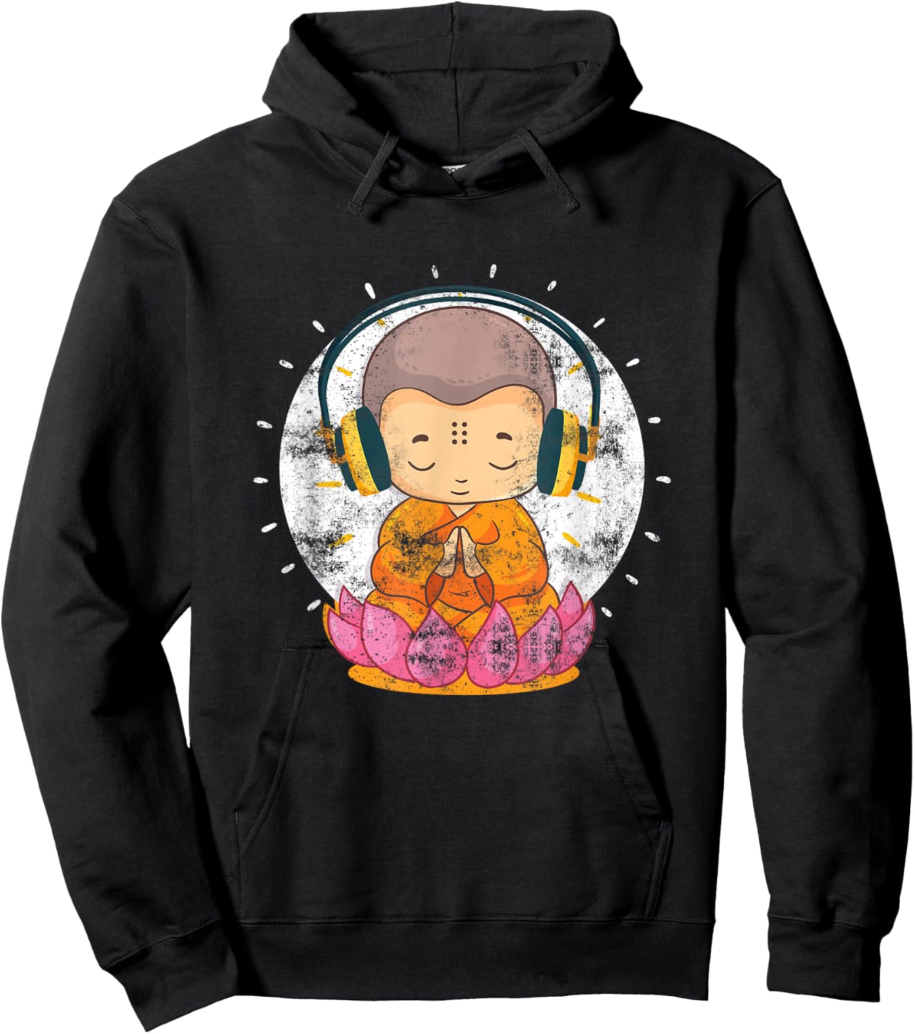 Funny Buddha With Headphones Buddhist Music Lover Gift Hoodie - Hoodie | Black