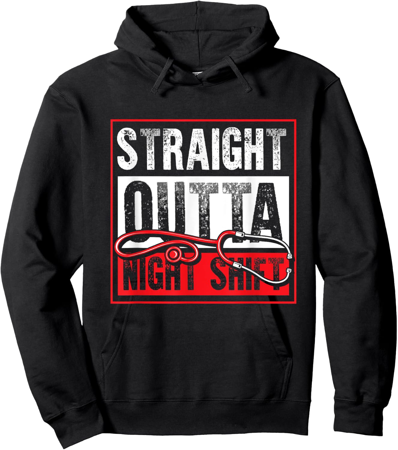 Funny Nursing Stethoscope Hospital Night Shift Medical Nurse Hoodie - Hoodie | Black