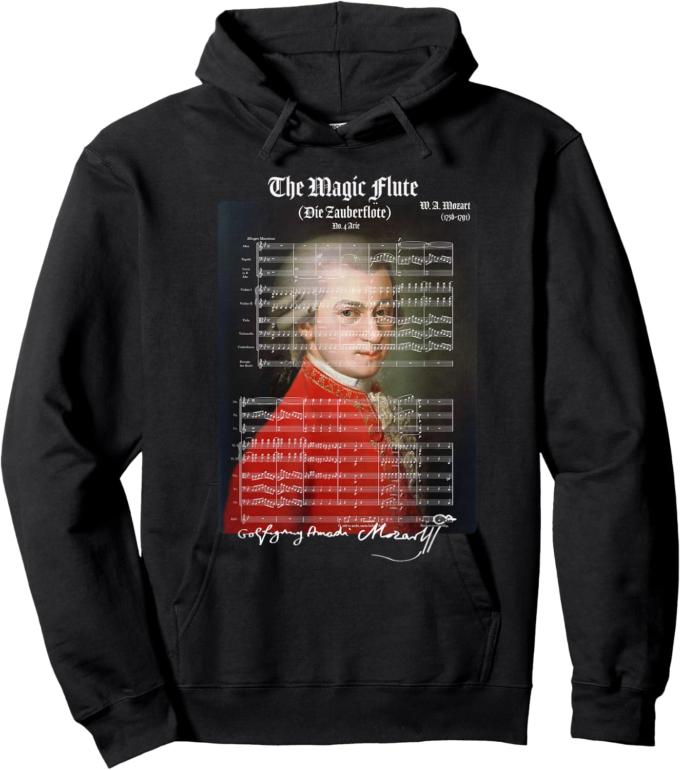 Mozart Lovers The Magic Flute Aria 4 Design Hoodie - Hoodie | Black