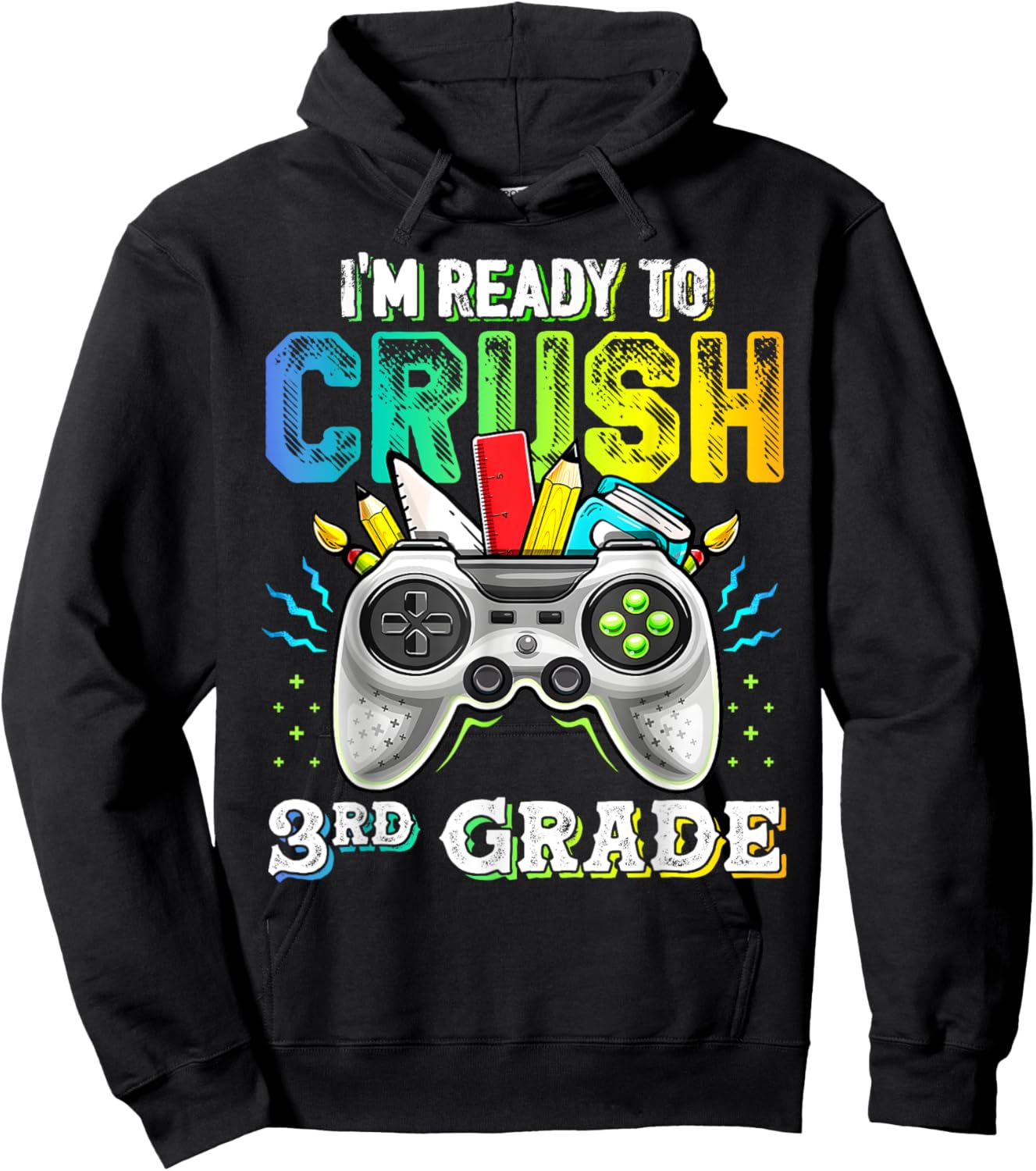 Funny Kids I'm Ready To Crush 3rd Grade Game Console Kids Hoodie - Hoodie | Black