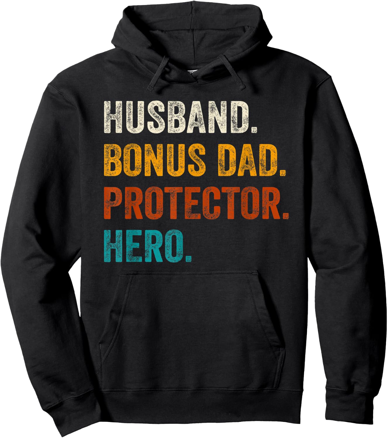 Husband Bonus Dad Protector Hero Father's Day For Bonus Dad Hoodie - Hoodie | Black