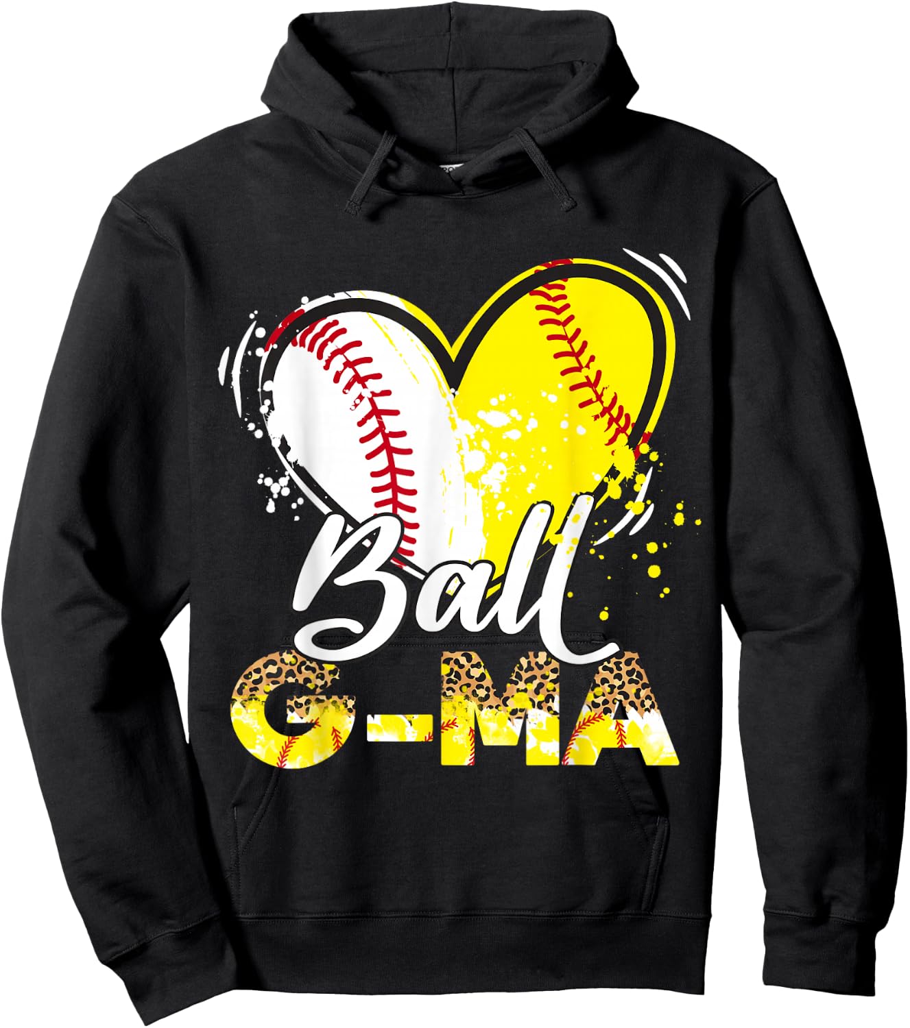 G-Ma of Both Baseball Softball Sport Matching Family Party Hoodie - Hoodie | Black