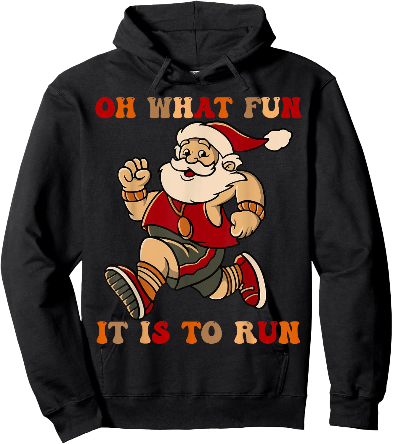 Sarcastic Santa Running Last Minute Christmas Runner Hoodie - Hoodie | Black