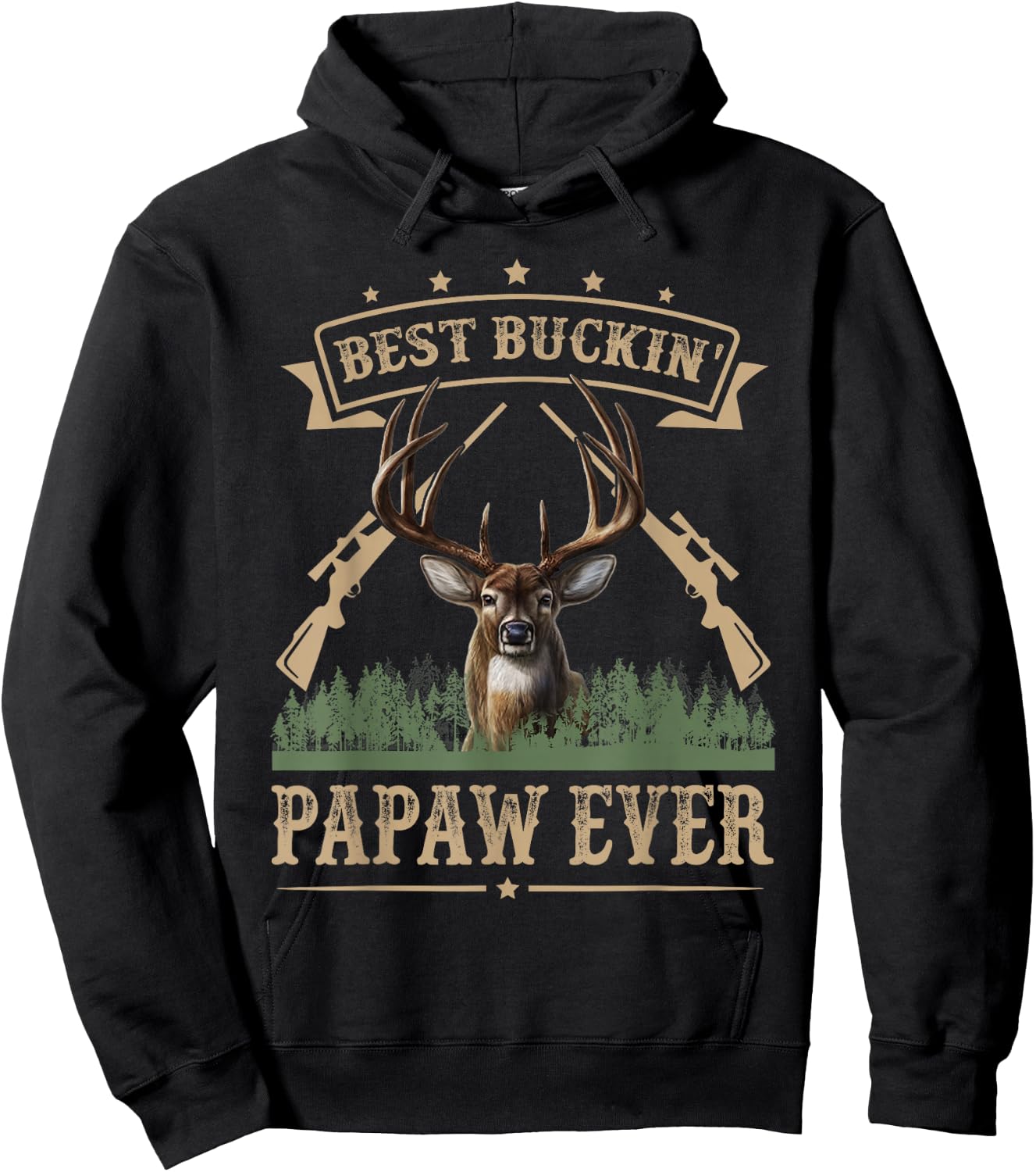 Fathers Day Best Buckin' Papaw Ever Deer Hunting Bucking Hoodie - Hoodie | Black