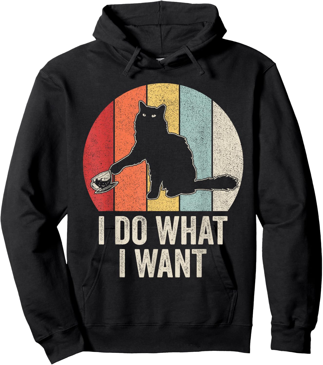 Retro I Do What I Want Cat Shirt Cat Lover Owner Gift Funny Hoodie - Hoodie | Black