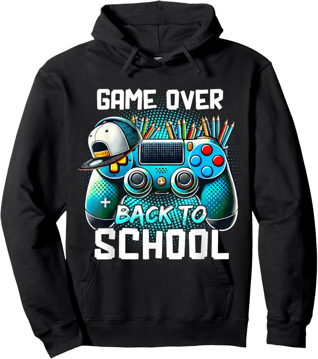 Back To School Kids Boy Student Game Over Back To School Hoodie - Hoodie | Black