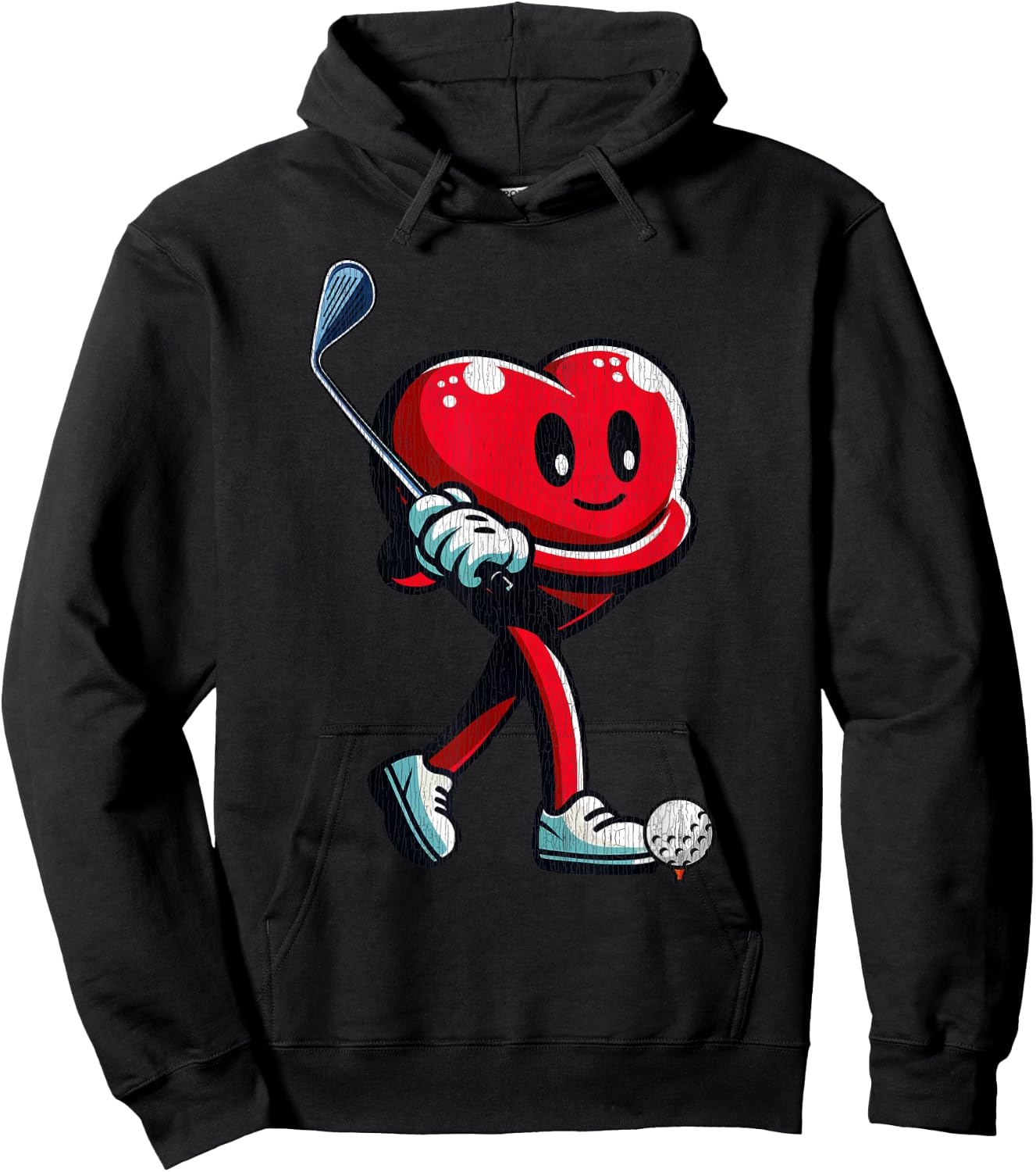 Golf Valentines Hearts Day Funny Lover Men Women Hoodie - Hoodie | Black