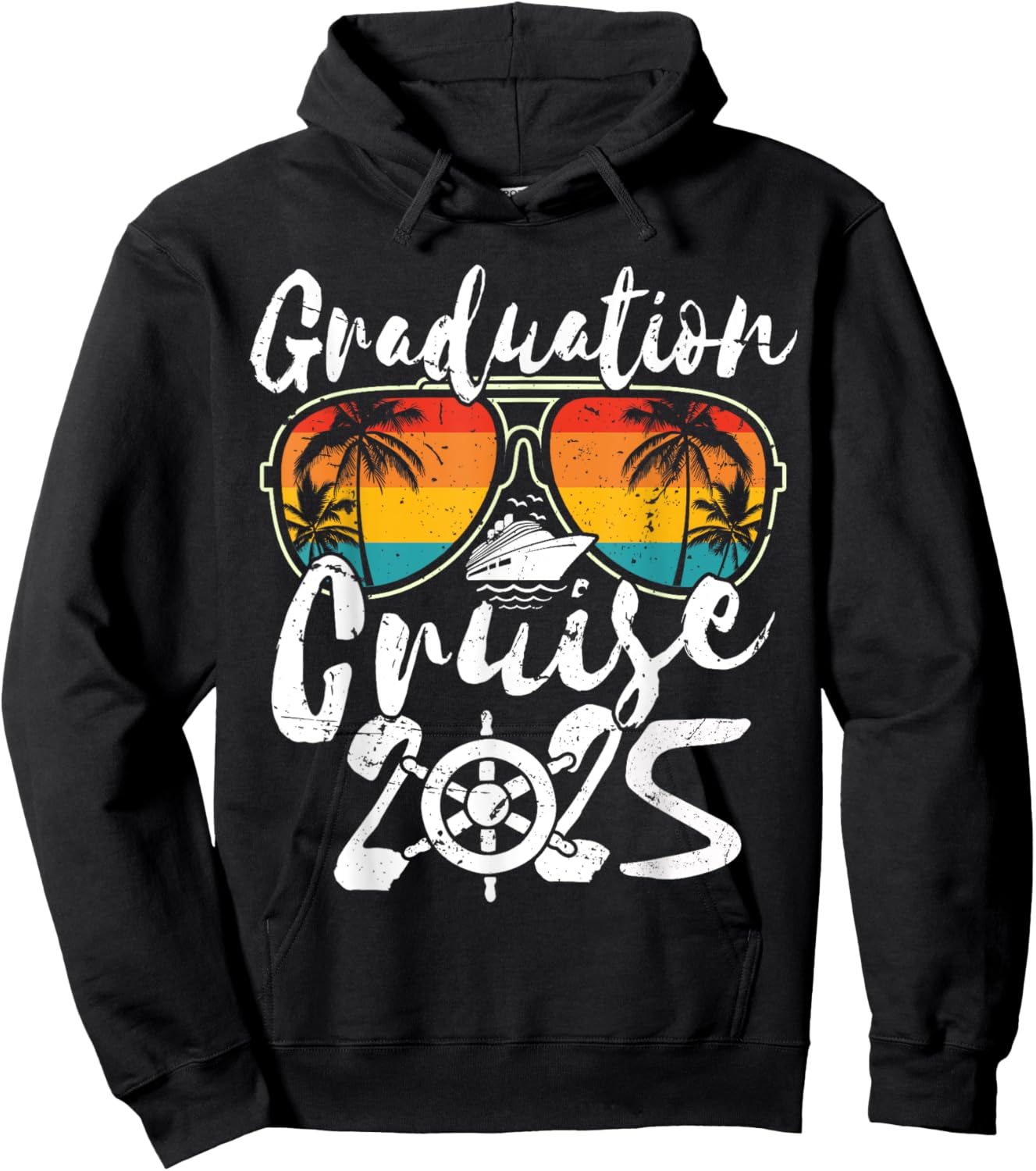 Senior Graduation Trip Cruise 2025 Retro Ship Party Cruise Hoodie - Hoodie | Black