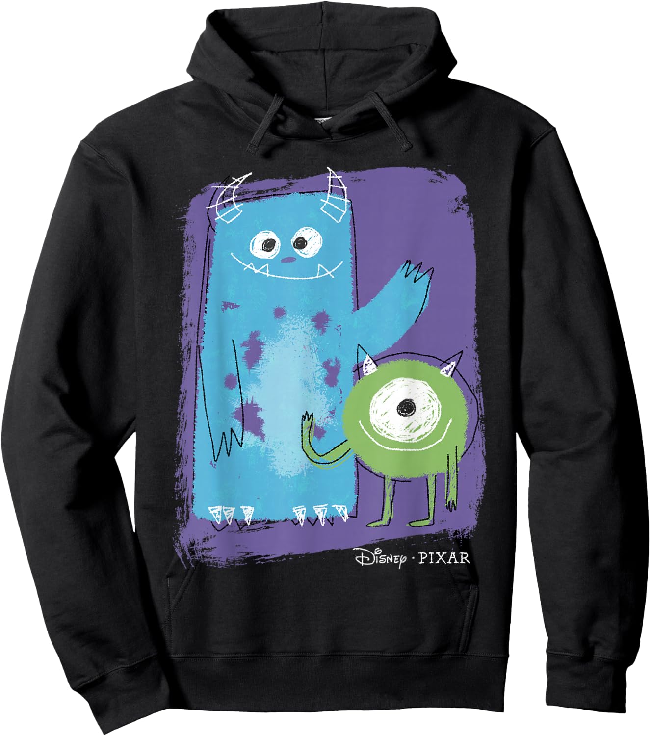 Disney Pixar Monster's Inc. Mike & Sully Painted Sketch Hoodie - Hoodie | Black