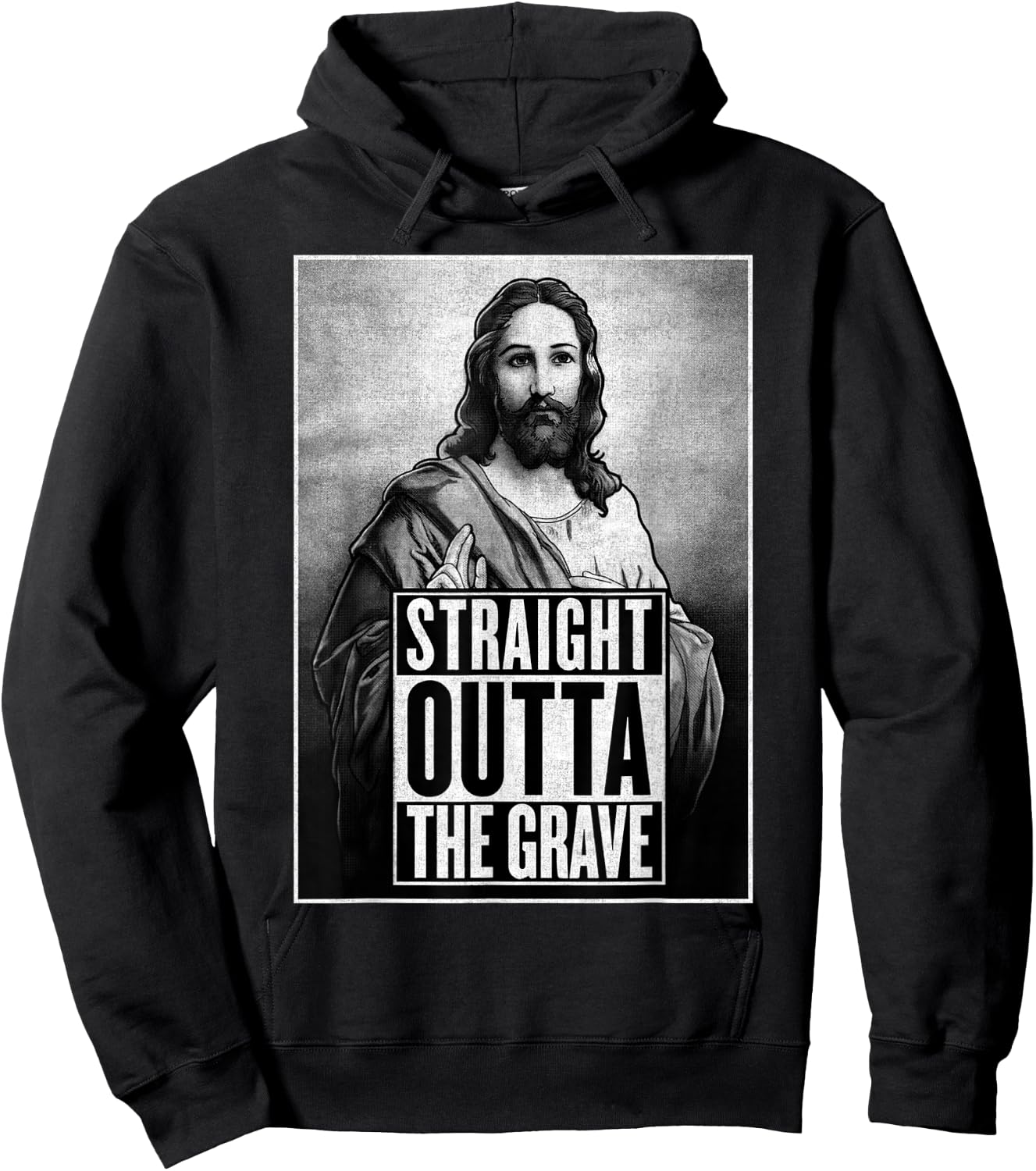 Jesus Resurrection Straight outta the grave Christian Funny Hoodie - Hoodie | Black