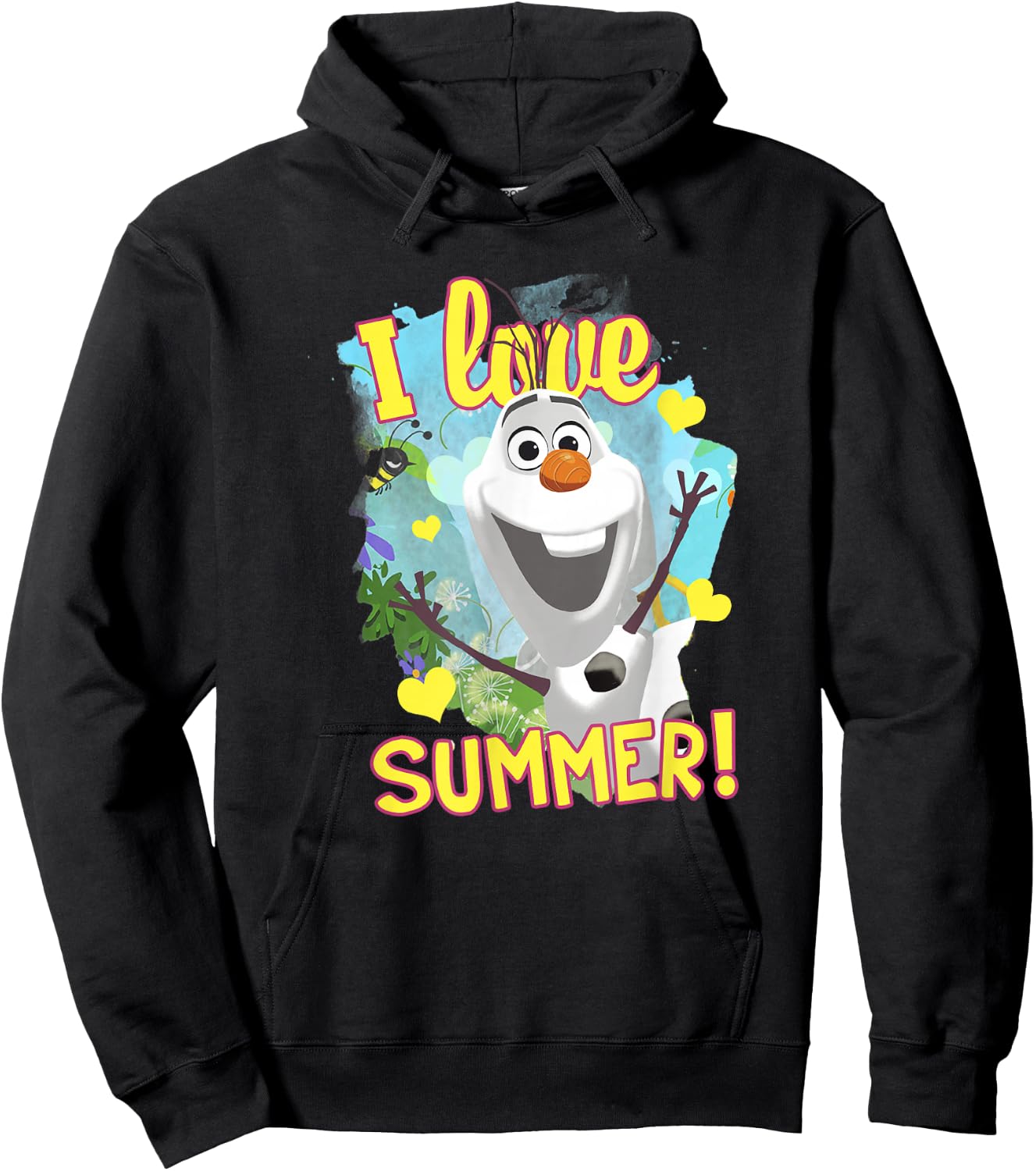 Disney Frozen Olaf I Love Summer Vignette Holiday Poster Hoodie - Hoodie | Black