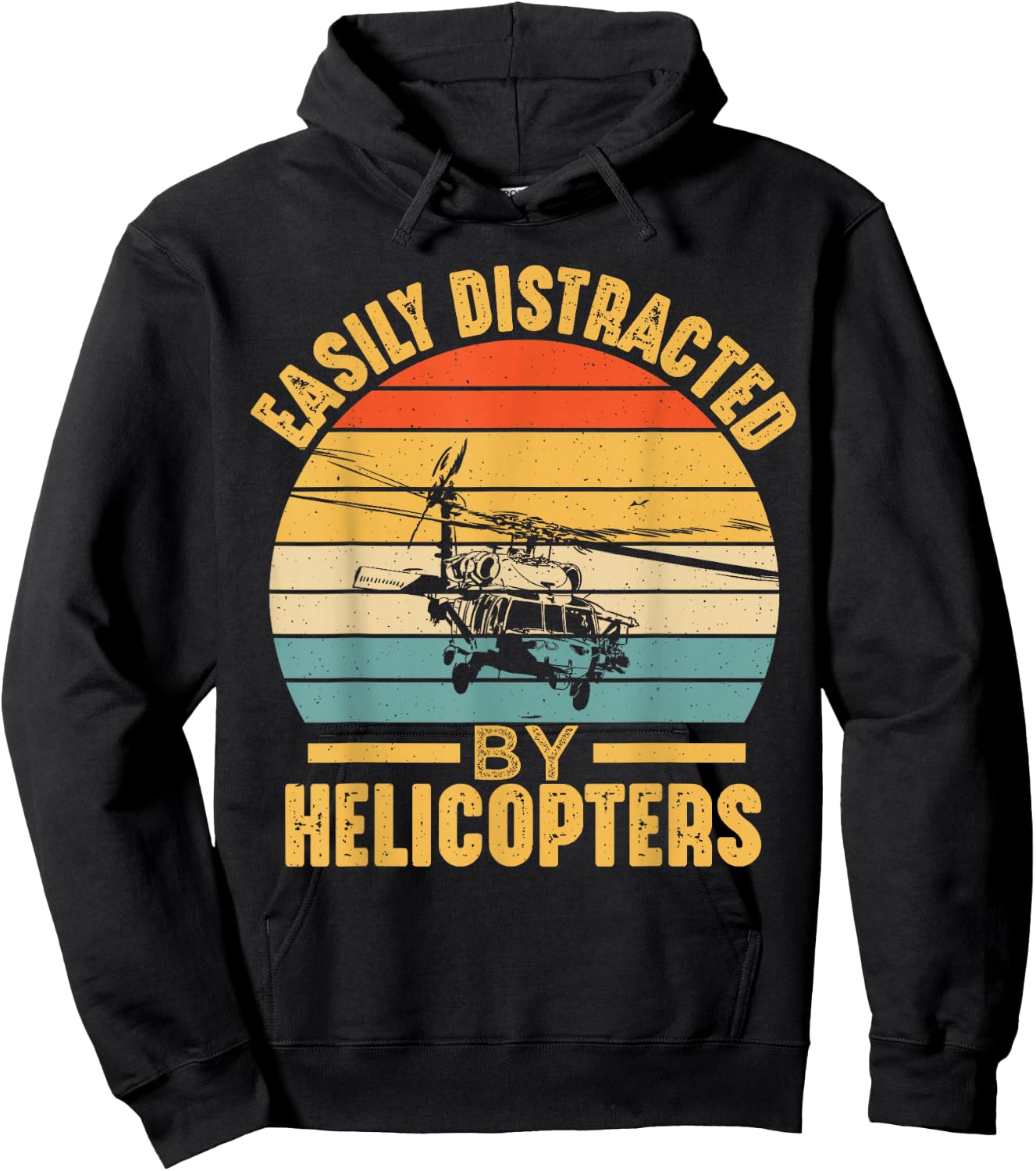 Helicopter Pilot Ideas Easily Distracted By Helicopters Funny Black Cotton 65% Polyester 35% Hoodie - Hoodie | Black