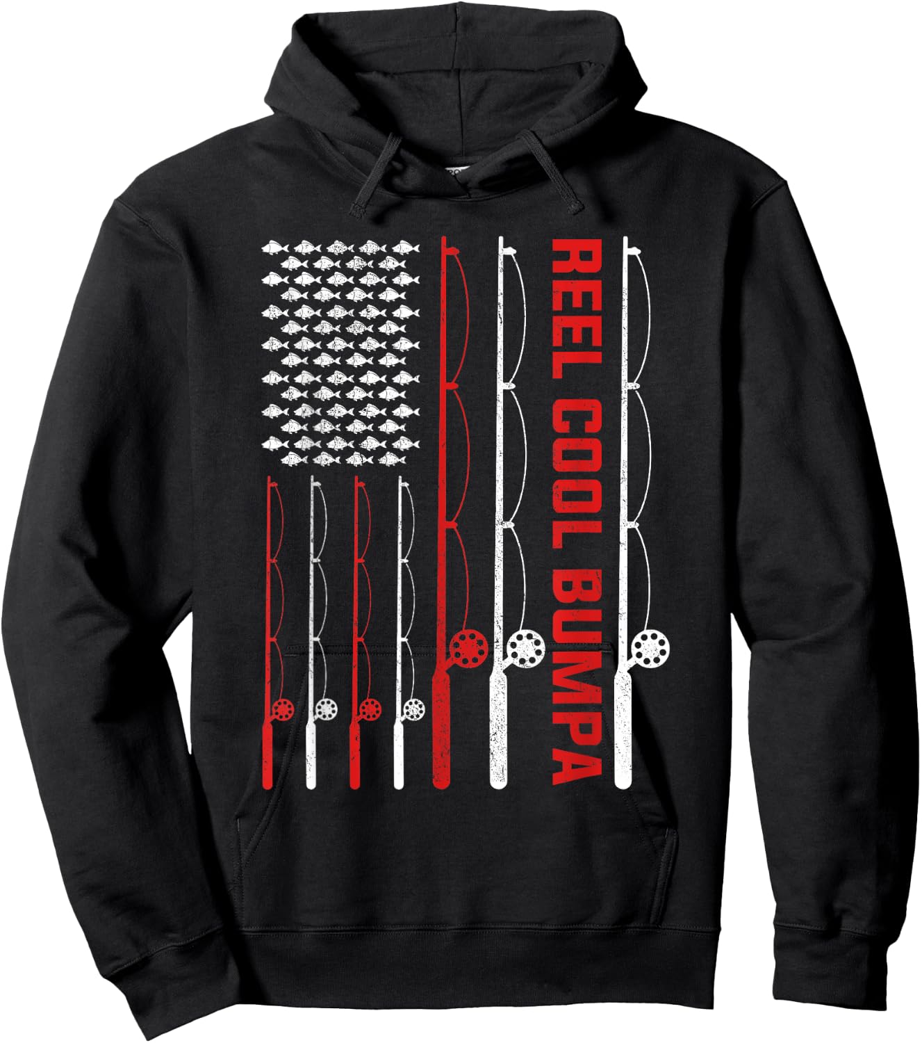Reel Cool Bumpa Father's Day Fishing American Flag Women Men Hoodie - Hoodie | Black