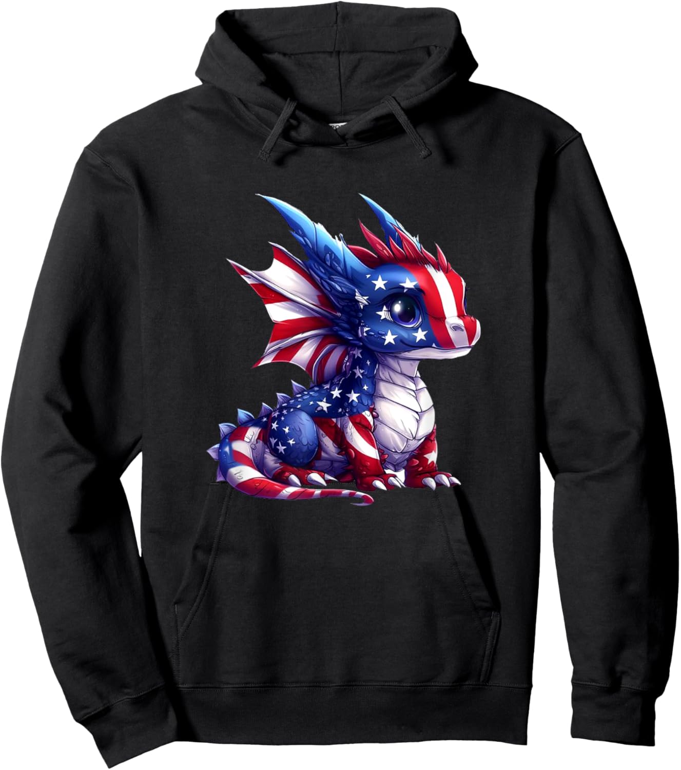 Dragon American Flag Proud USA Patriot Dragon Lover Men Kid Hoodie - Hoodie | Black