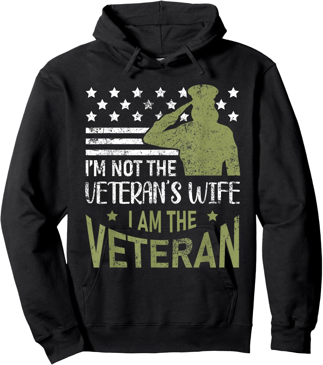 Im Not The Veterans Wife Im The Veteran USA Military Woman Hoodie - Hoodie | Black