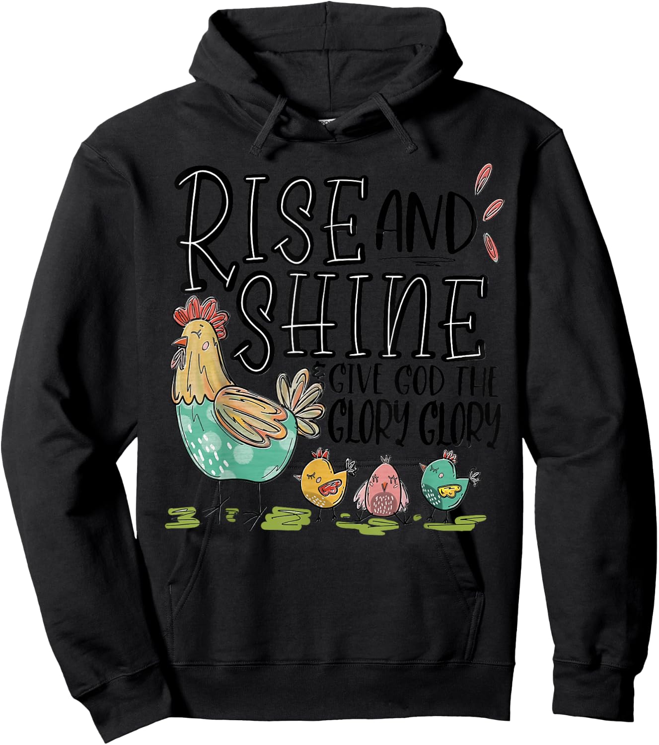 Rise And Shine And Give God Your Glory Chicken Family Women Hoodie - Hoodie | Black
