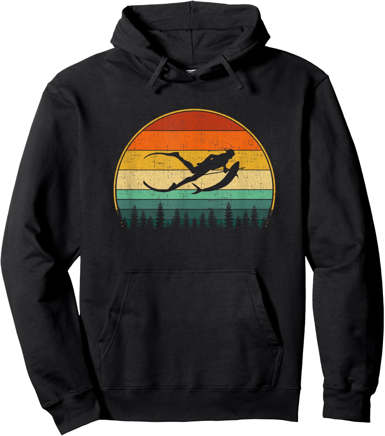 Spearfishing retro, spear fishing Hoodie - Hoodie | Black