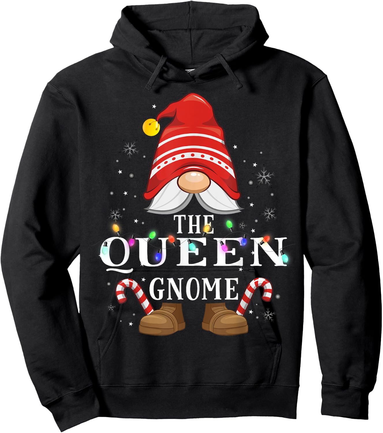 The Queen Gnome Family Christmas Pajama Party Hoodie - Hoodie | Black