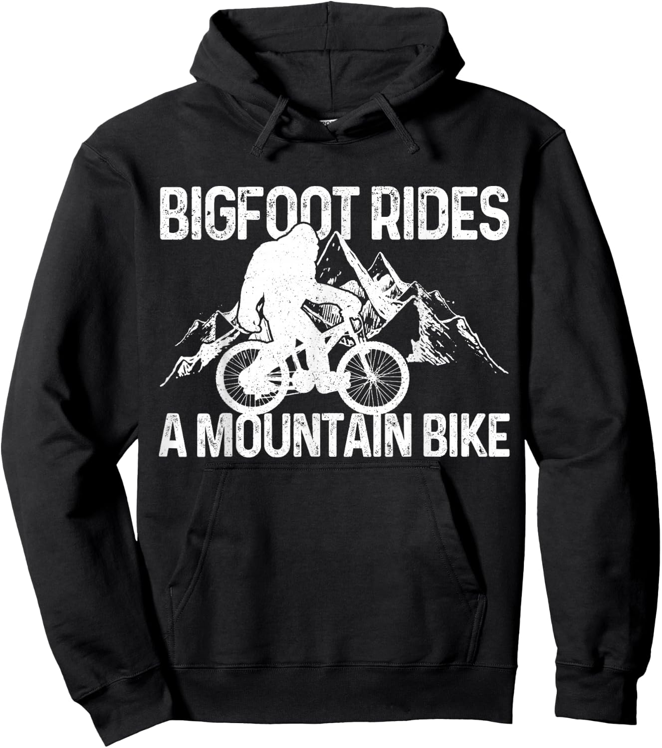 Bigfoot Rides A Mountain Bike Funny MTB Biking Biker Gift Hoodie - Hoodie | Black