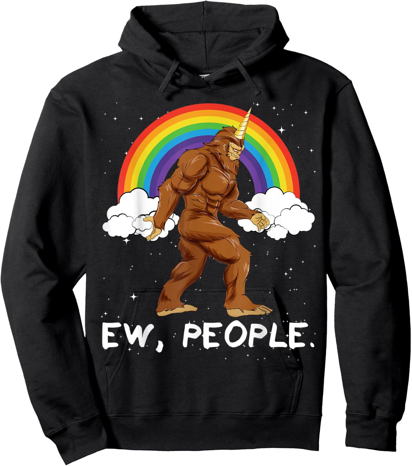 Bigfoot Unicorn Ew People Sasquatch Fantasy Hoodie - Hoodie | Black