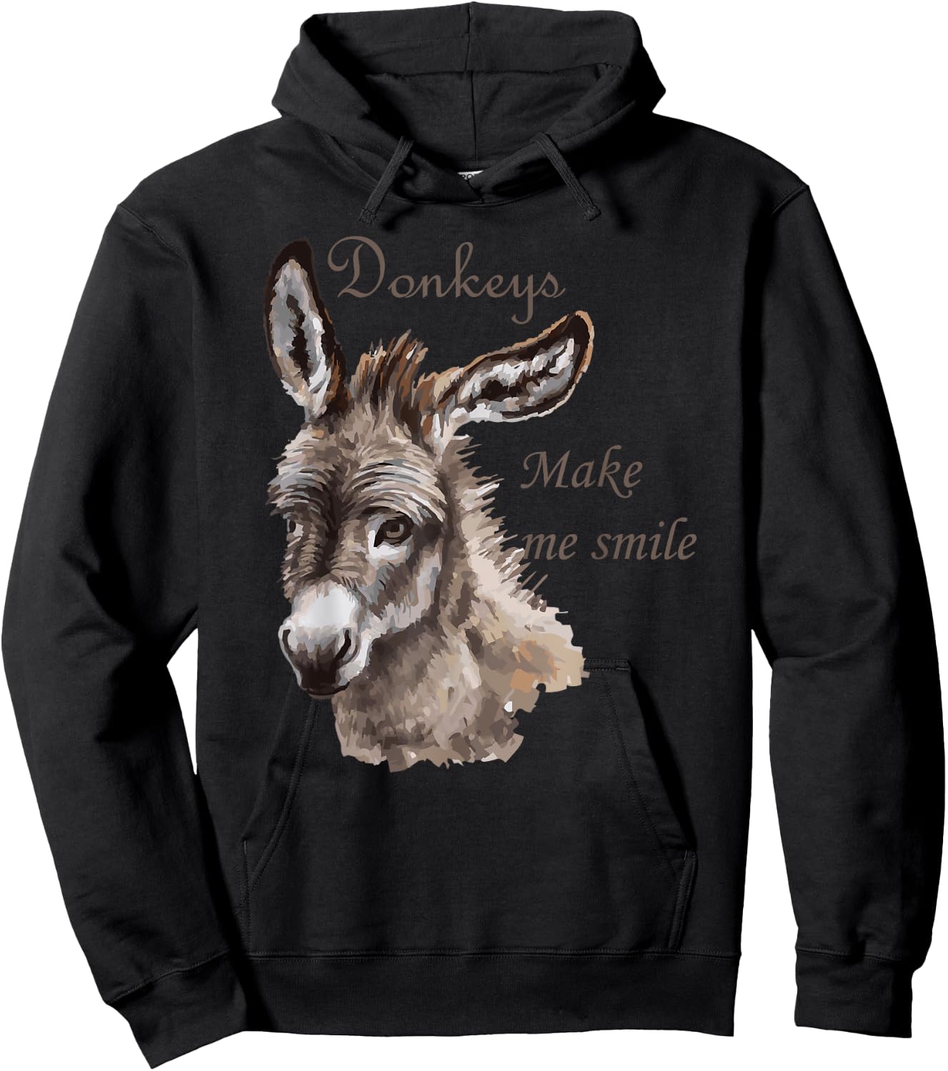 Donkeys Make Me Smile Cute Miniature DonkeyTail Lovers Hoodie - Hoodie | Black