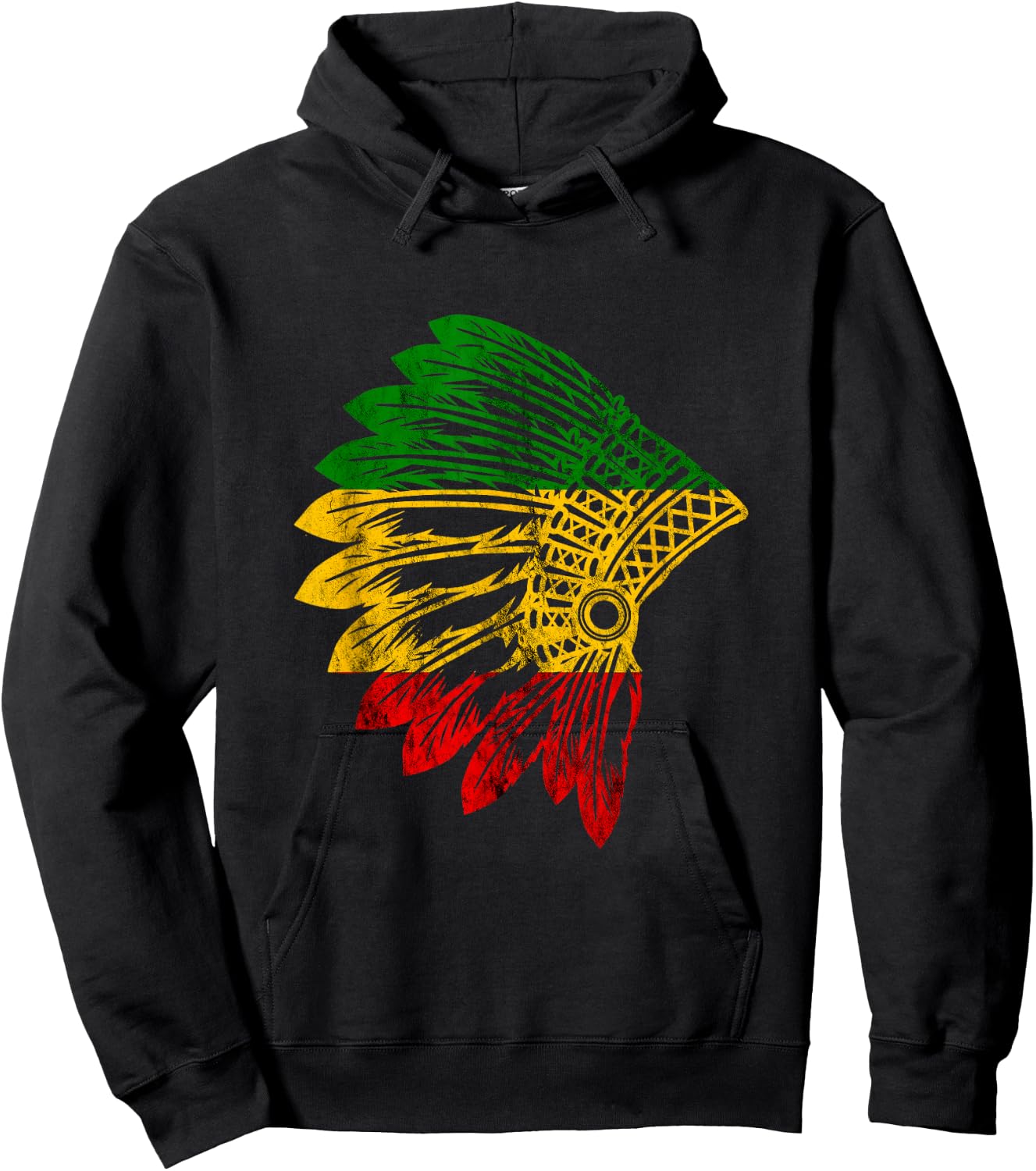 Rasta Reggae Indian Chief Costume Hippie Rastafari Hoodie - Hoodie | Black