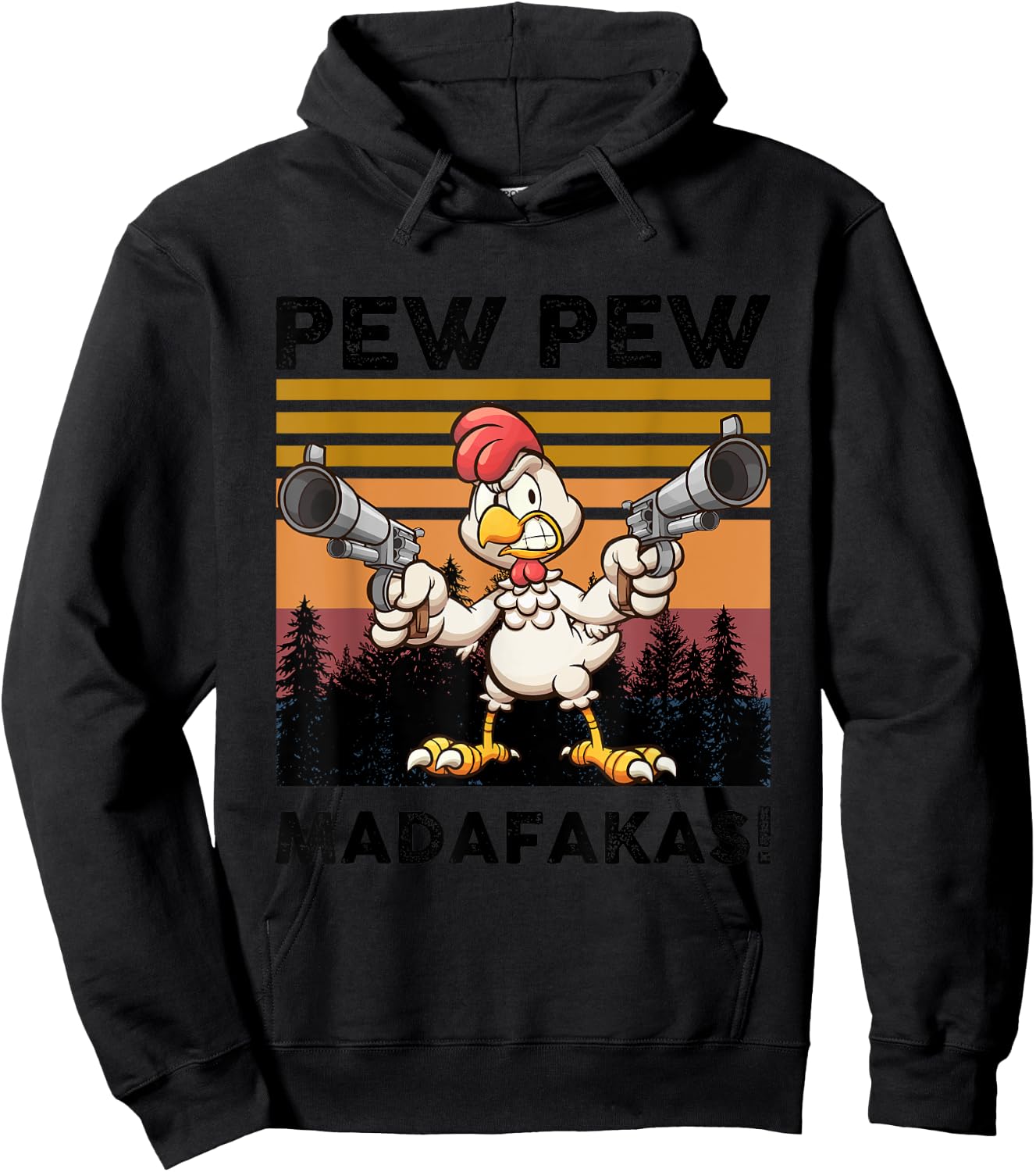PEW Madafakas Turkey With Gun Retro Vintage Thanksgiving Hoodie - Hoodie | Black