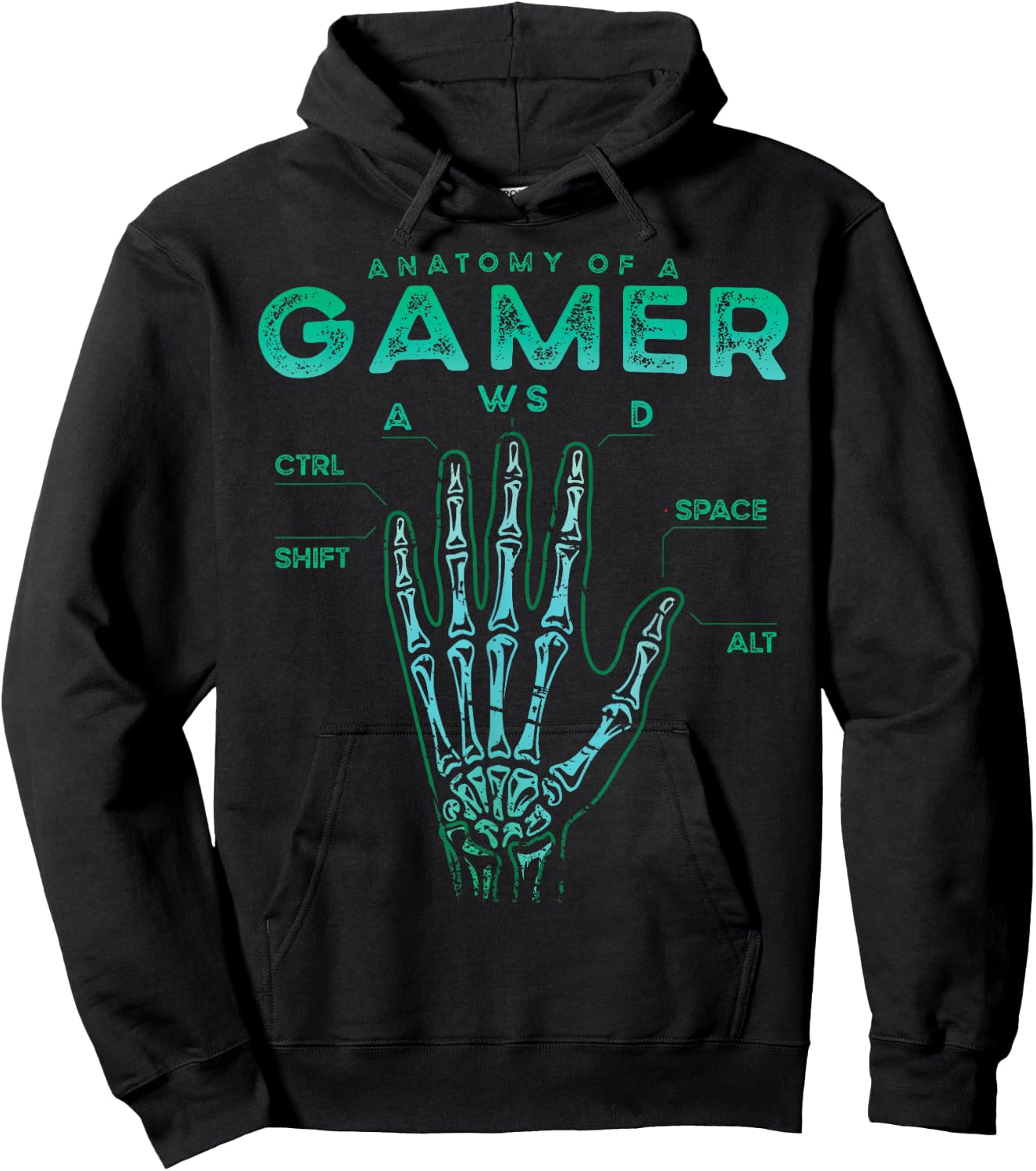 Gamer Anatomy Shirt Skeleton Hand Gaming Video Game Hoodie - Hoodie | Black