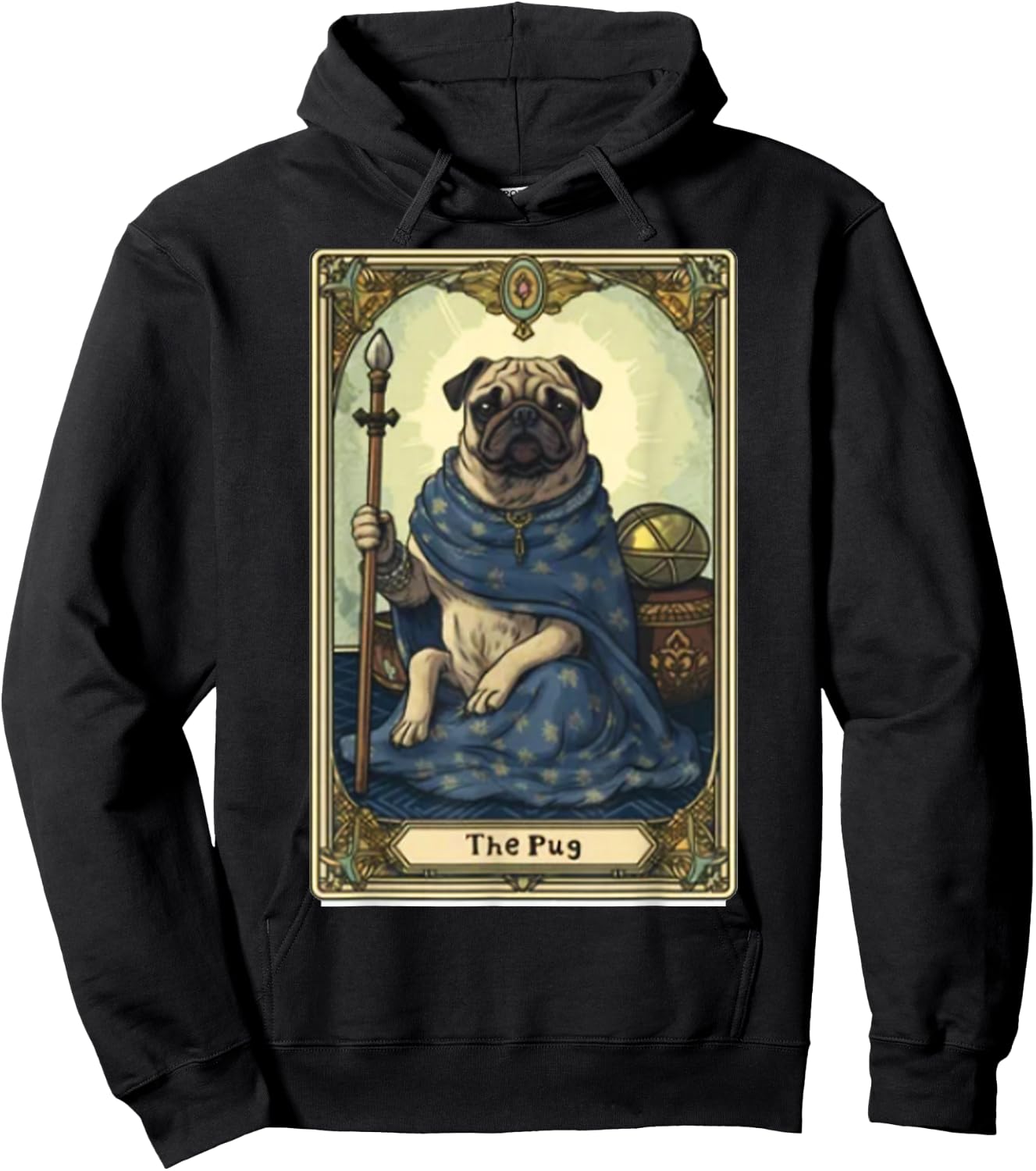 Pug Tarot Card - Pug Dog Tarot Card Hoodie - Hoodie | Black